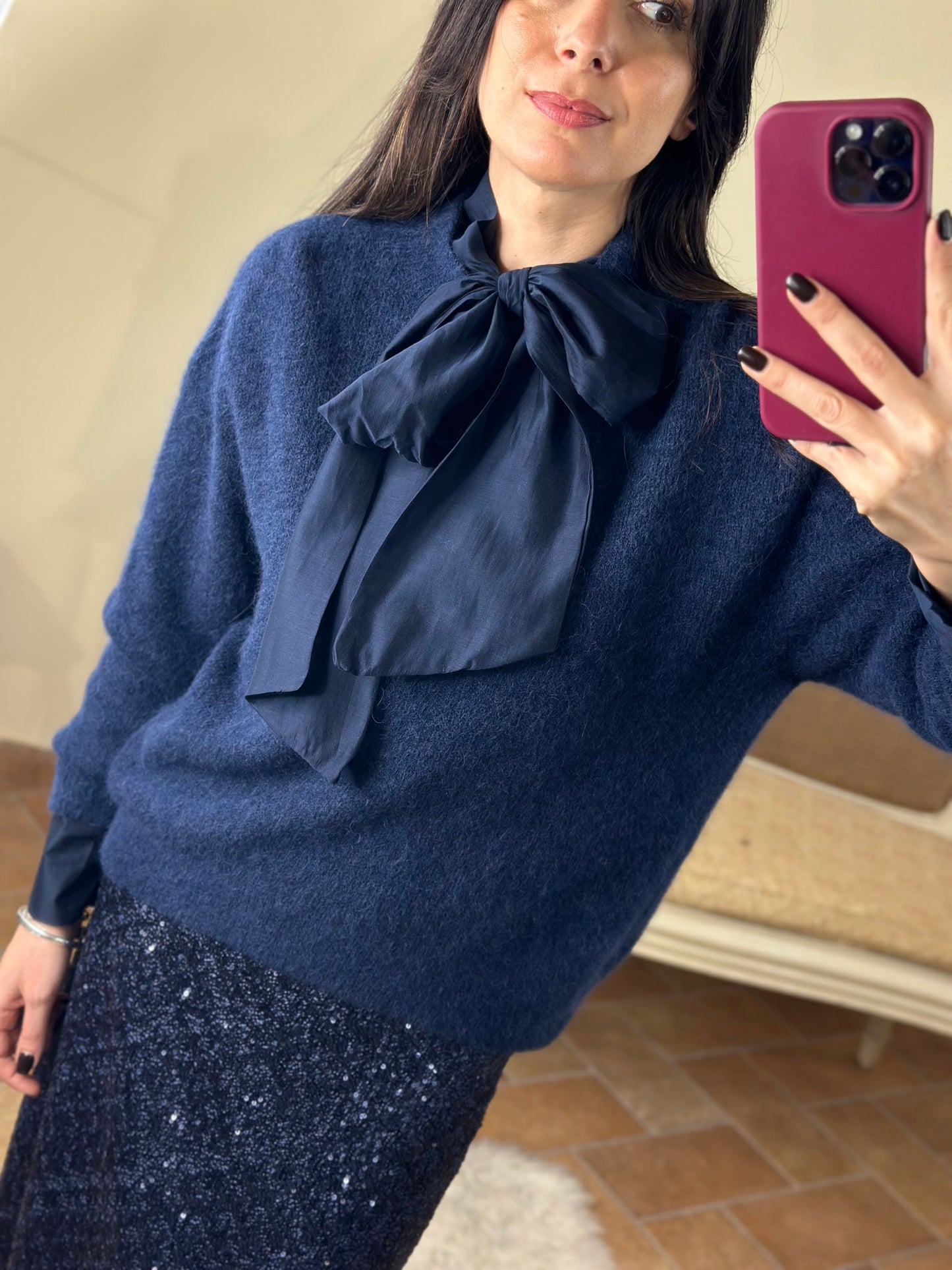Maglia in baby alpaca BLU
