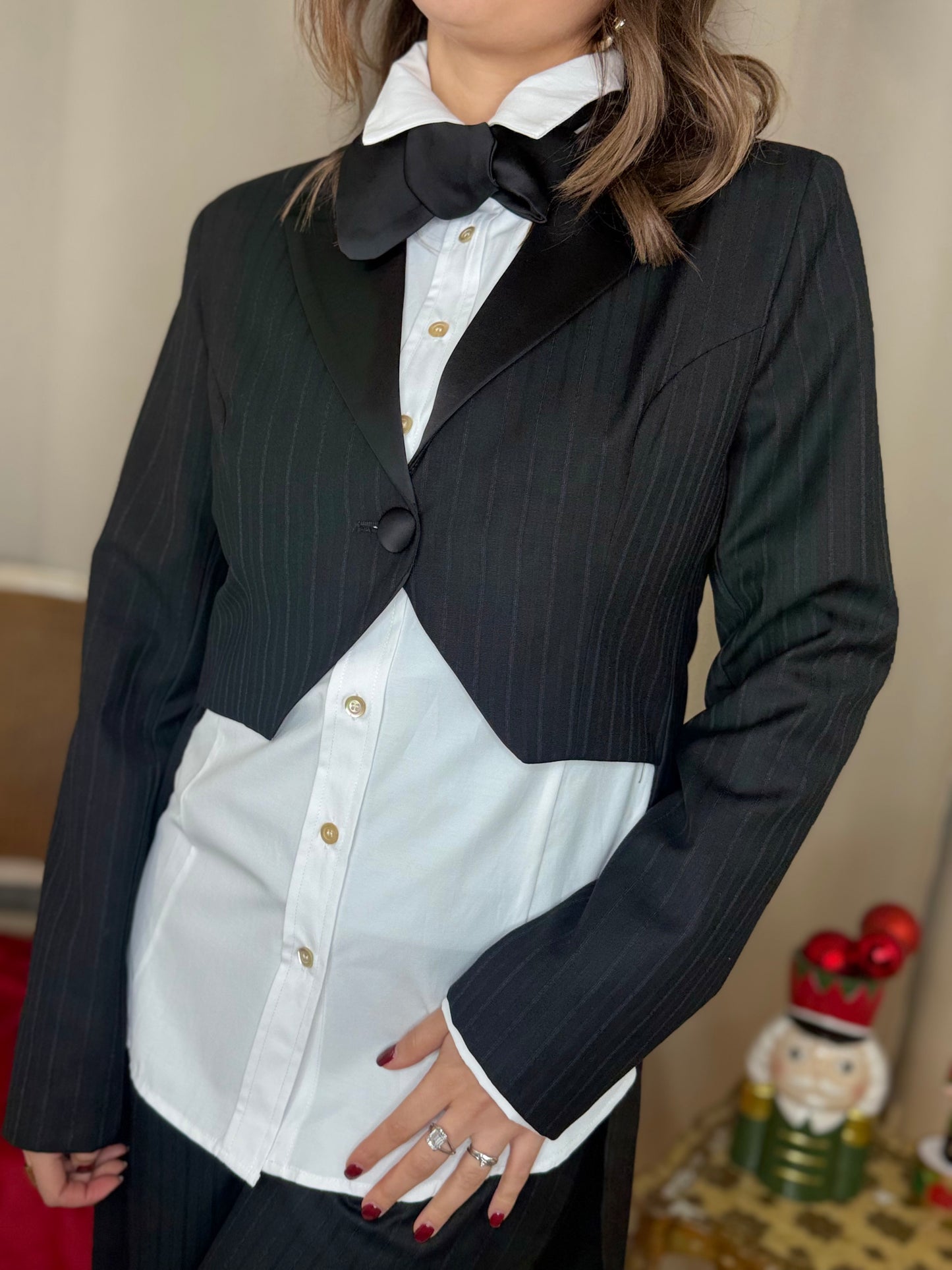 Tensione In Giacca frac gessata NERO