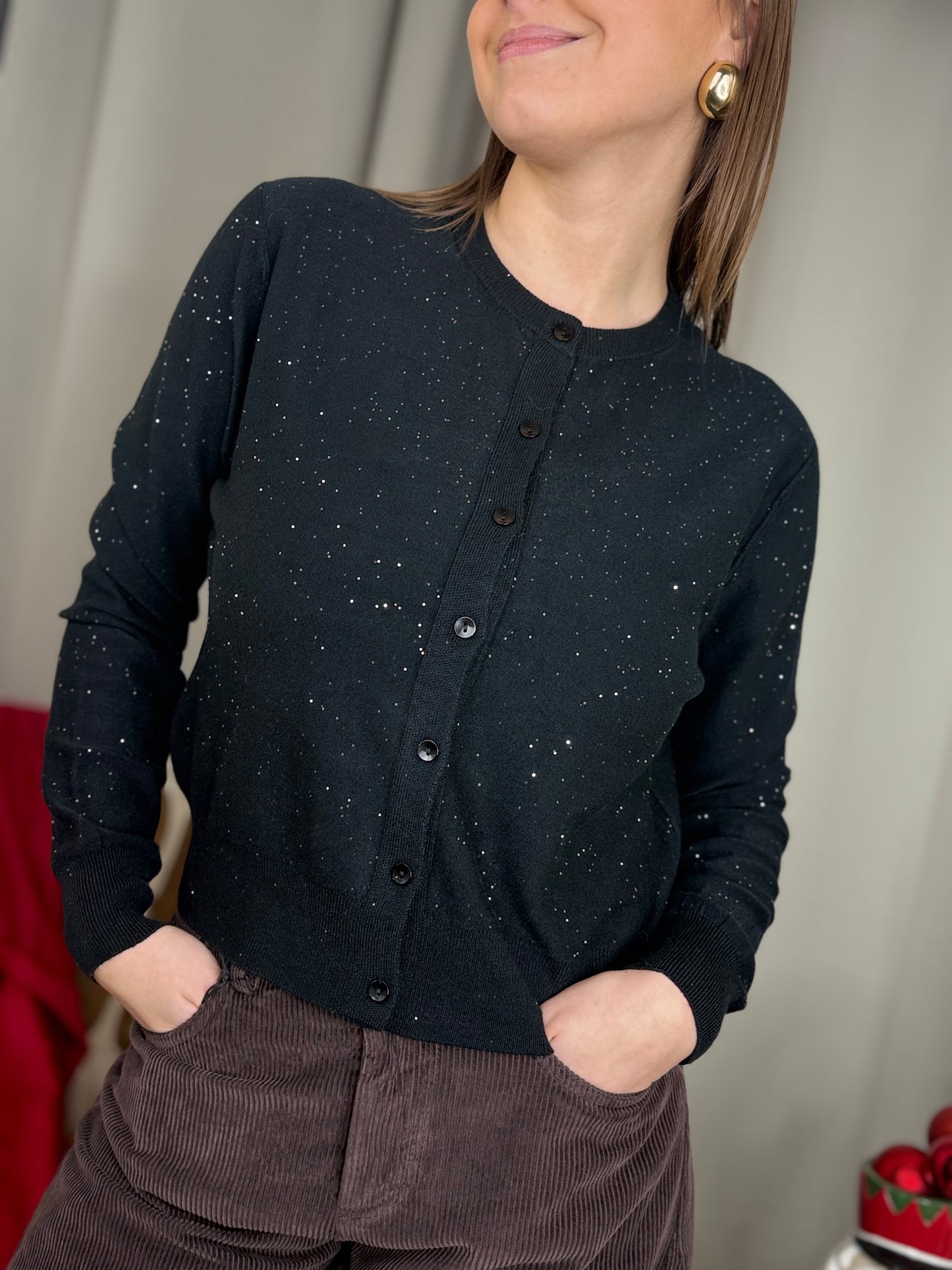 Cardigan in viscosa con micro paillettes (disponibile in più colori)