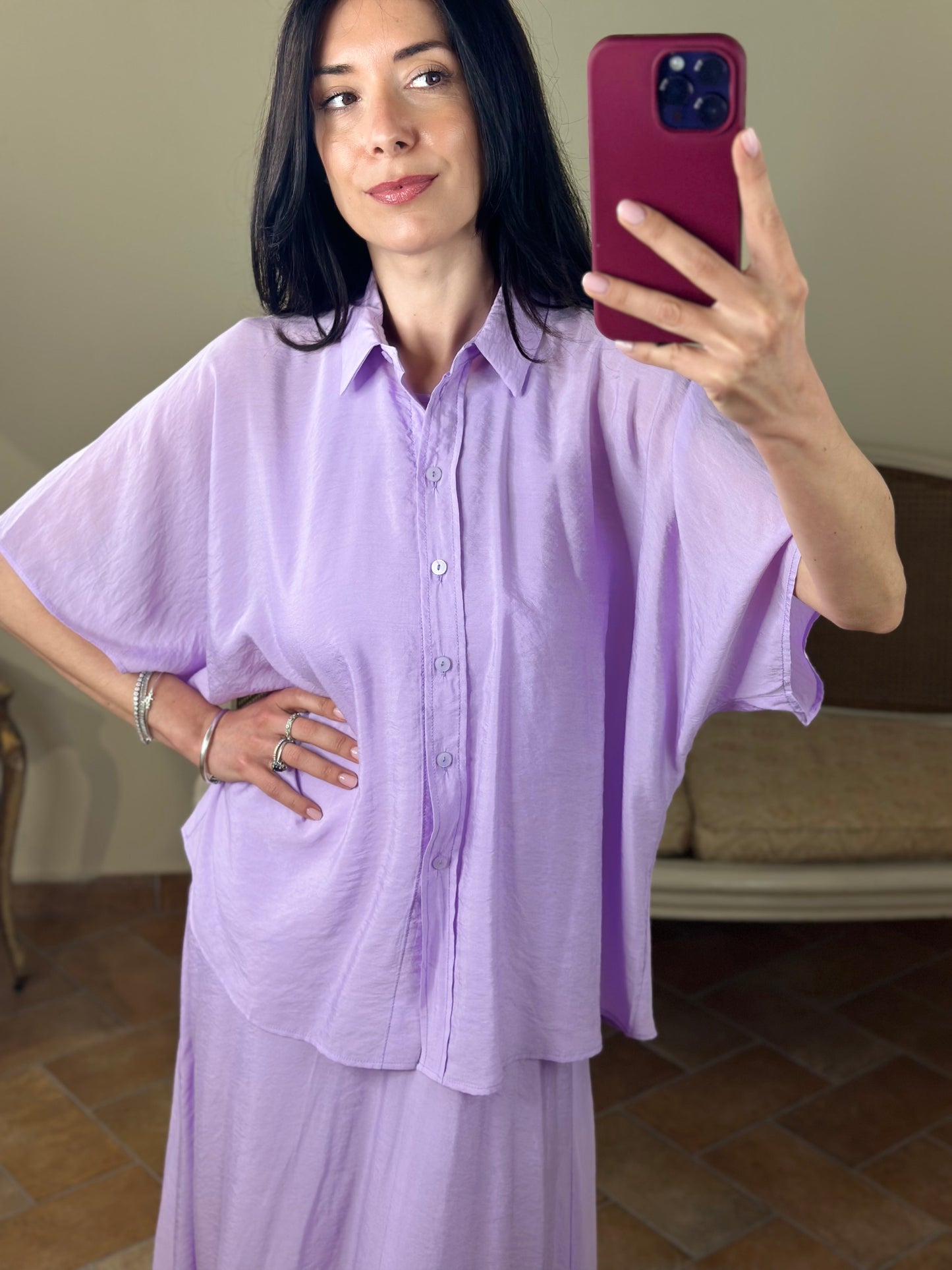 Anonyme camicia TENCEL violet
