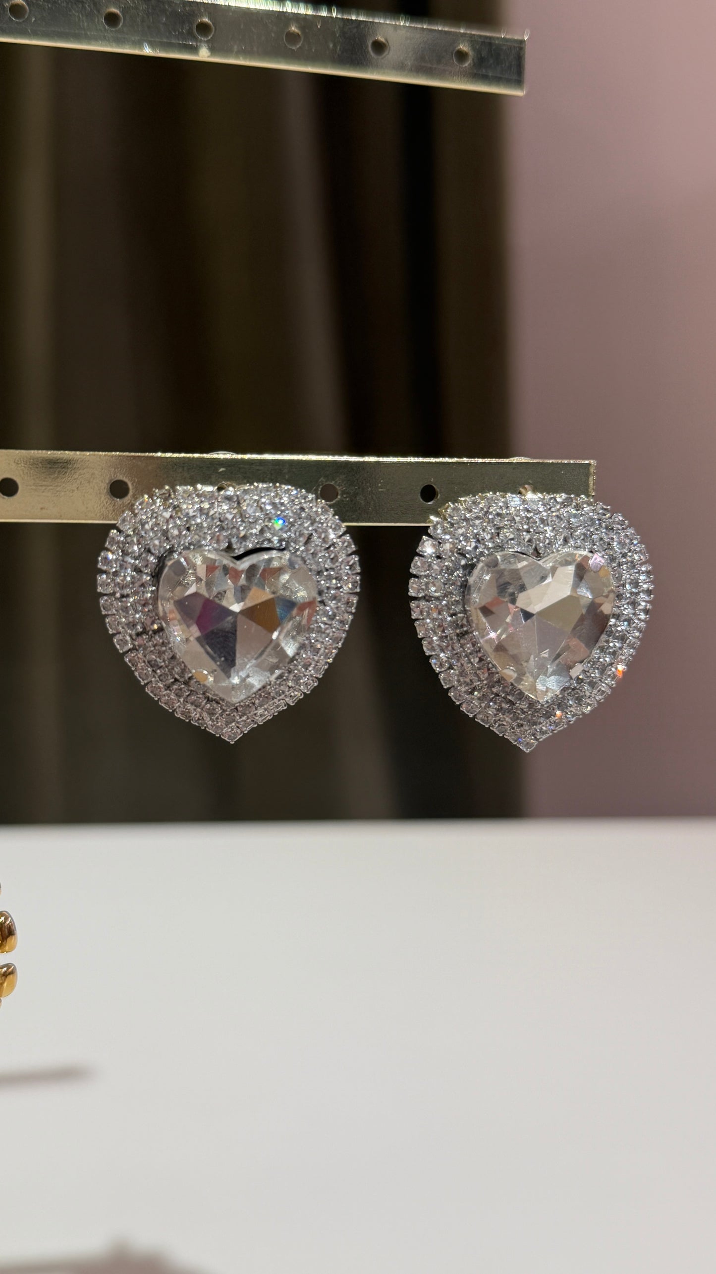 Orecchini cuori strass