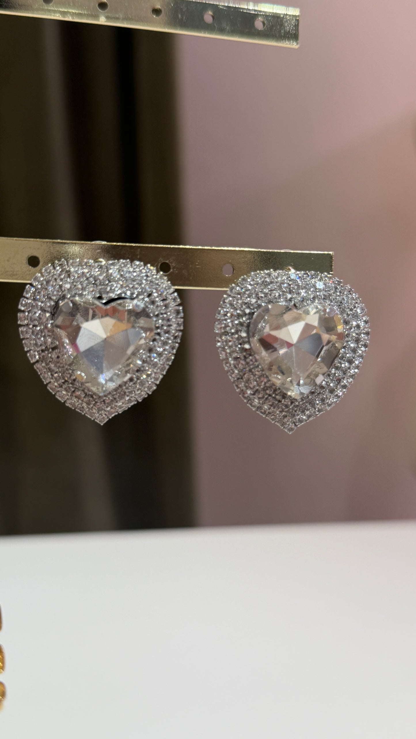 Orecchini cuori strass