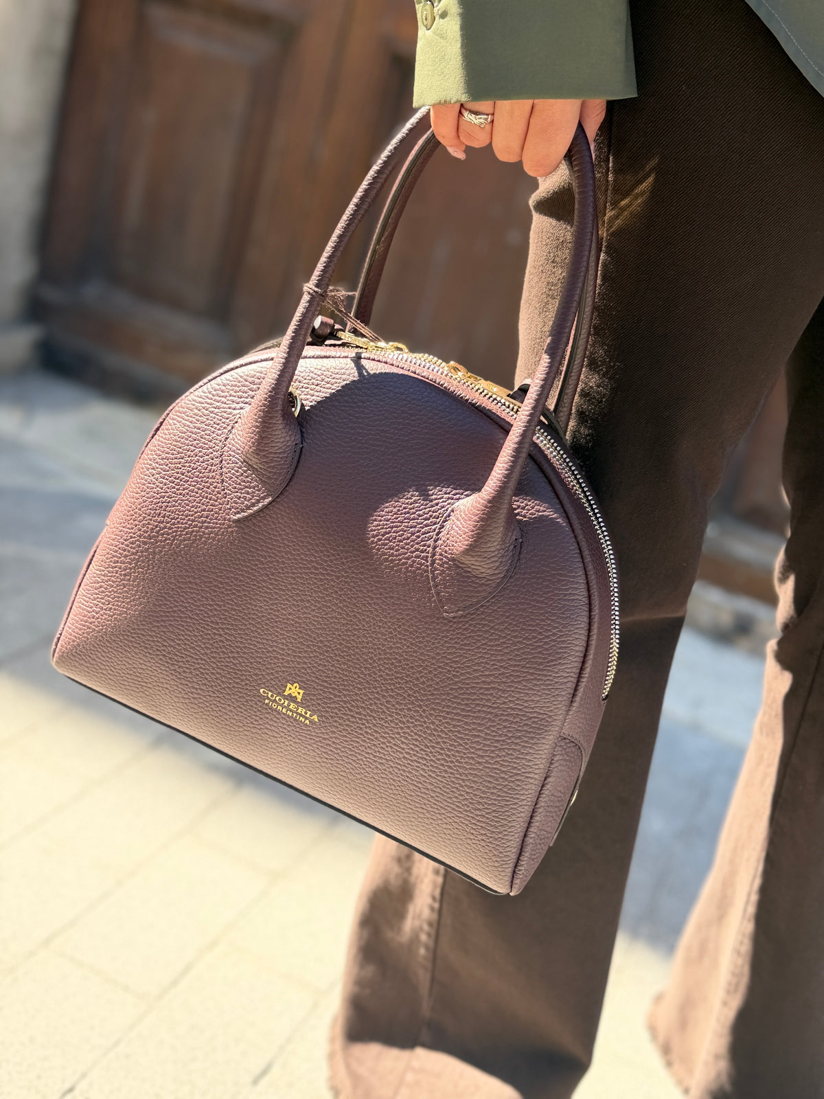 Cuoieria Fiorentina LUA MEDIUM BOWLING BAG COFFEE