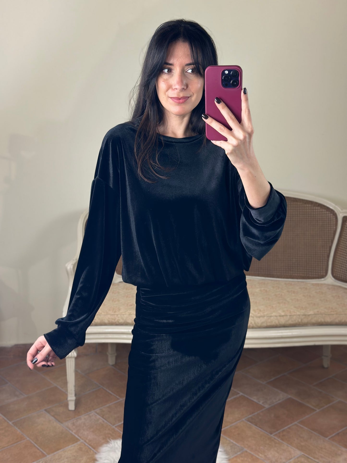 Felpa SVEVA in ciniglia NERA