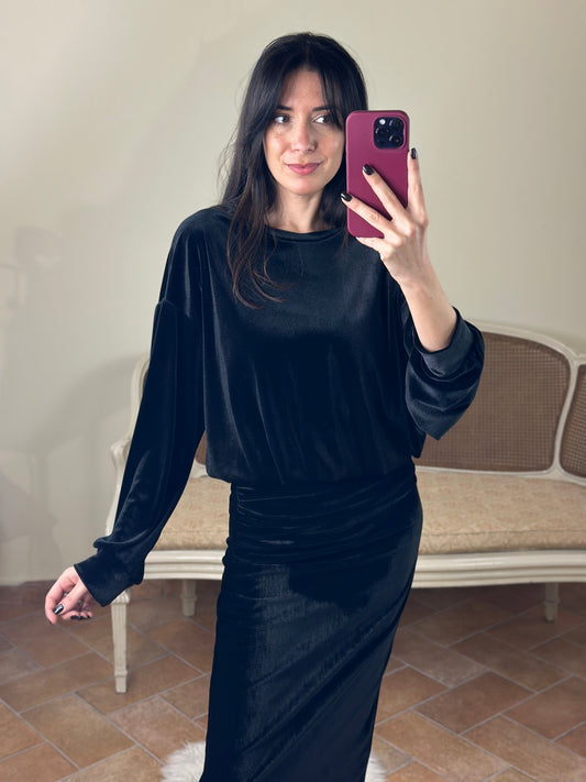 Felpa SVEVA in ciniglia NERA