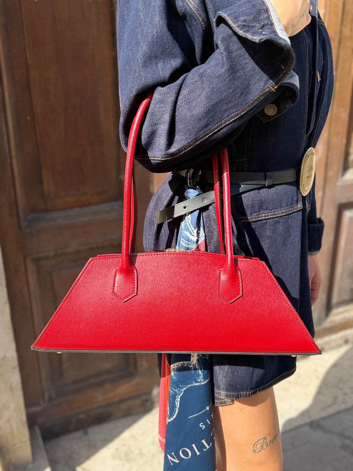 Bauletto CANDY in pelle ROSSO/BLU/NERO