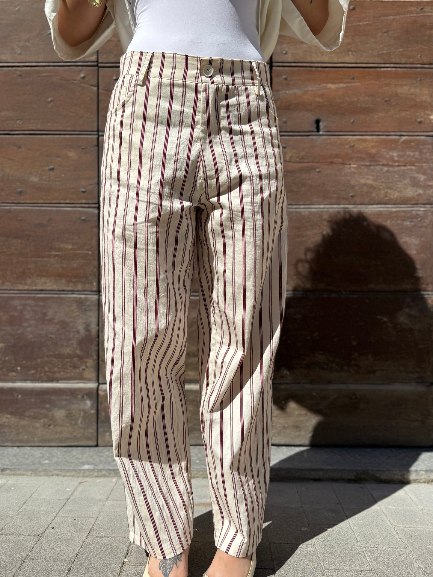 Tensione in Pantalone crop rigato