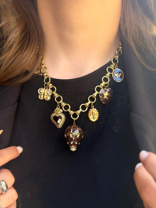 Collana mongolfiera con ciondoli ORO
