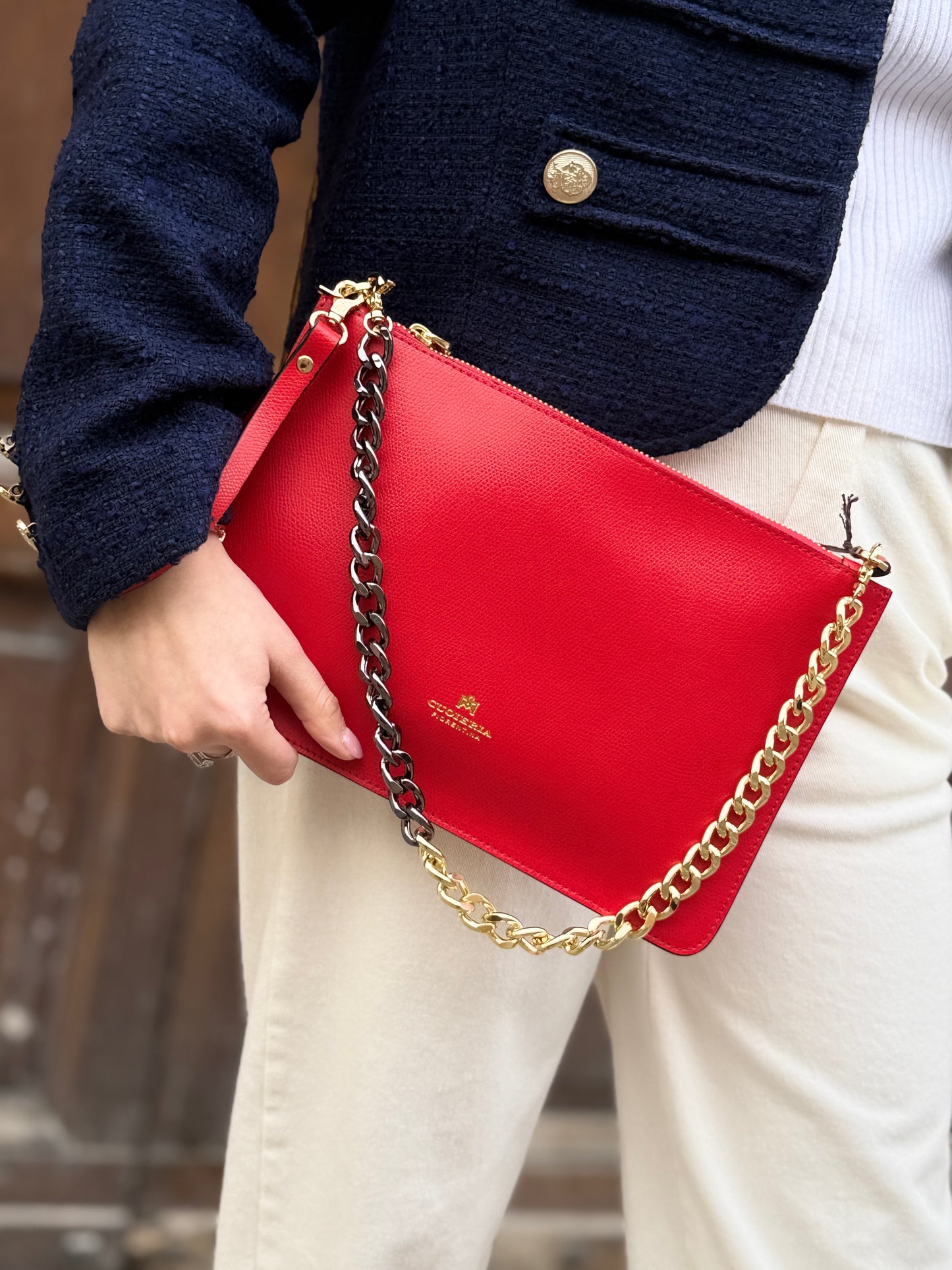 Cuoieria Fiorentina ALICE Pochette media con bracciale TOMATO