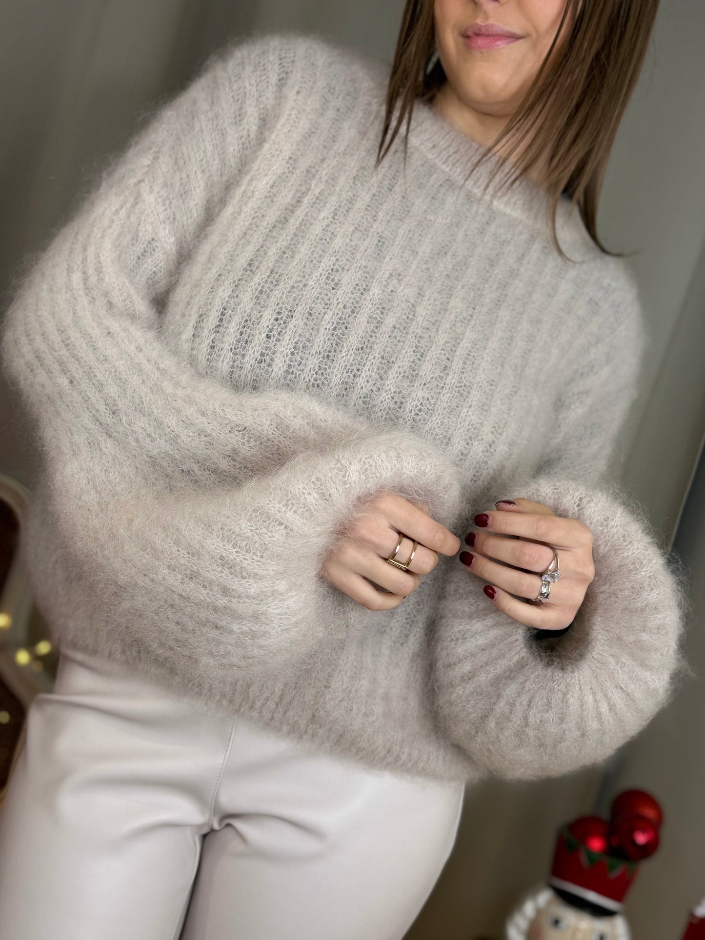 Maglia intrecciata in Kid  Mohair BEIGE