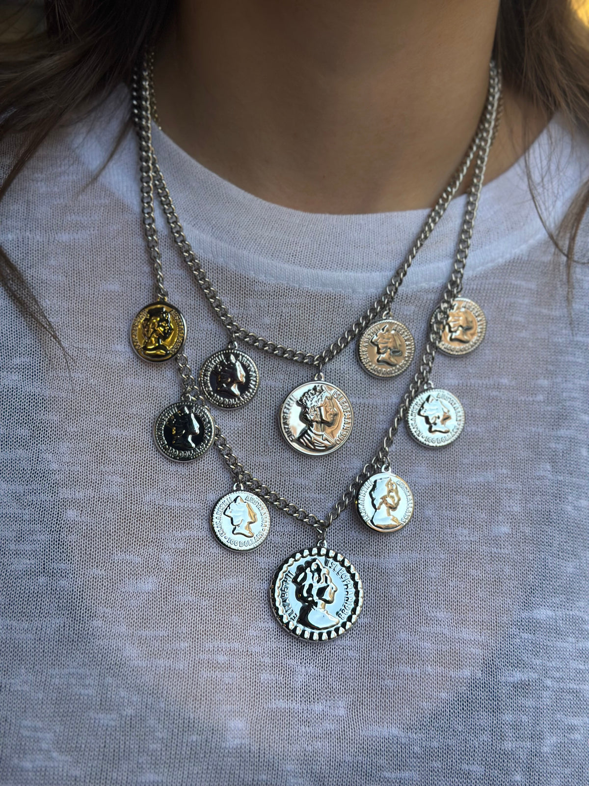 Collana doppia con monete ARGENTO