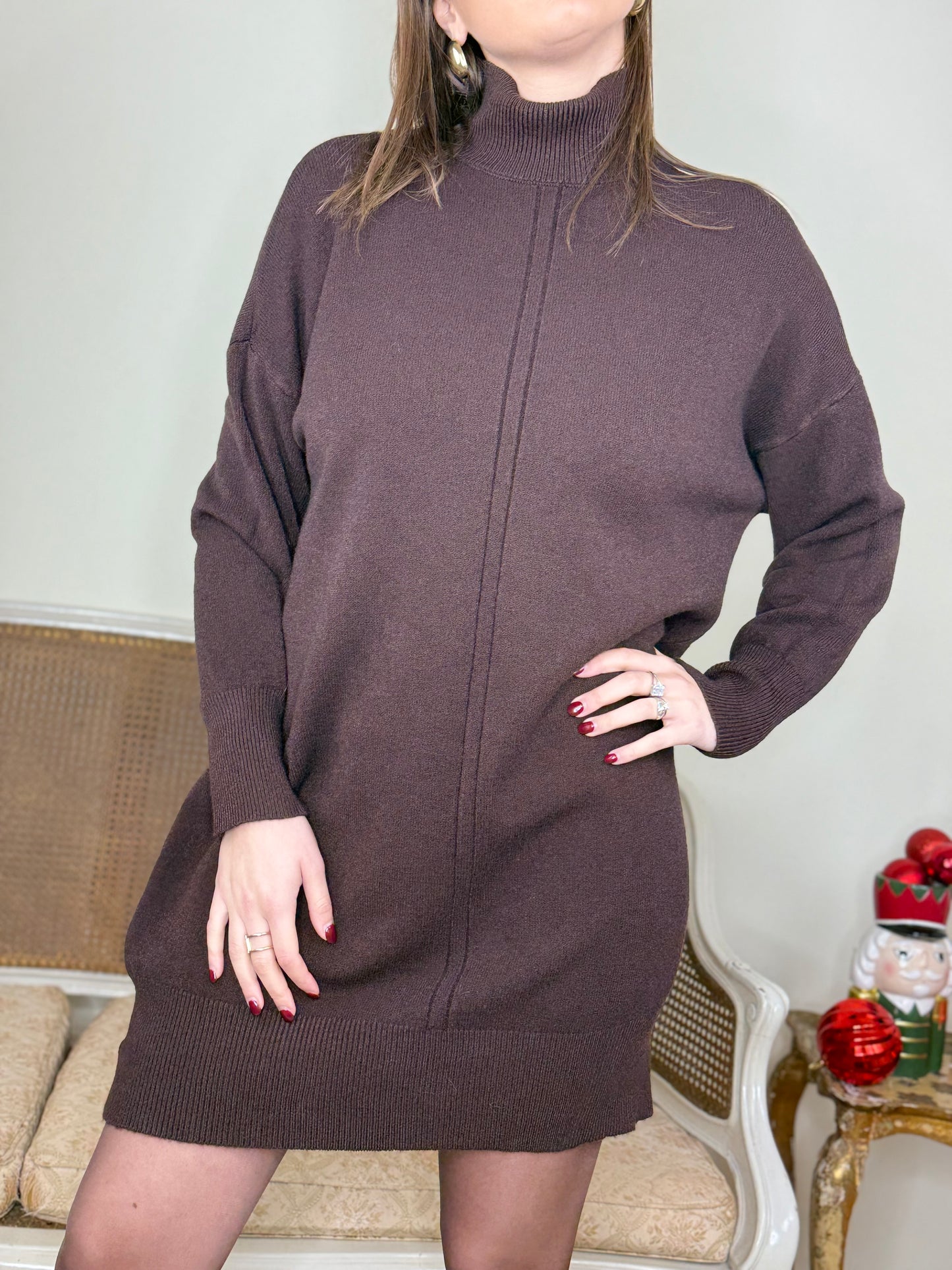 Abito in maglia a collo alto NATASCIA Moro