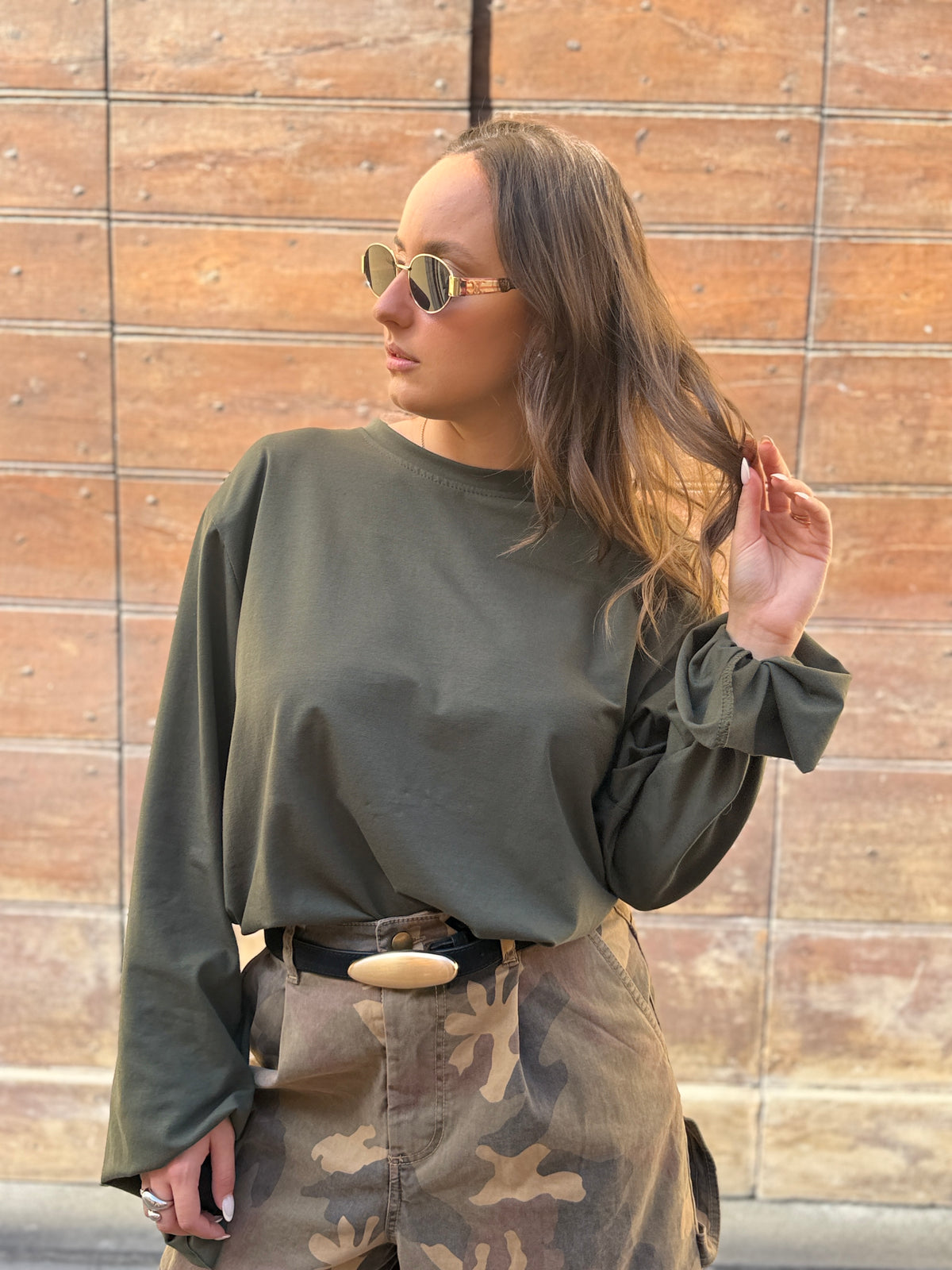 T-shirt manica a campana MILITARE