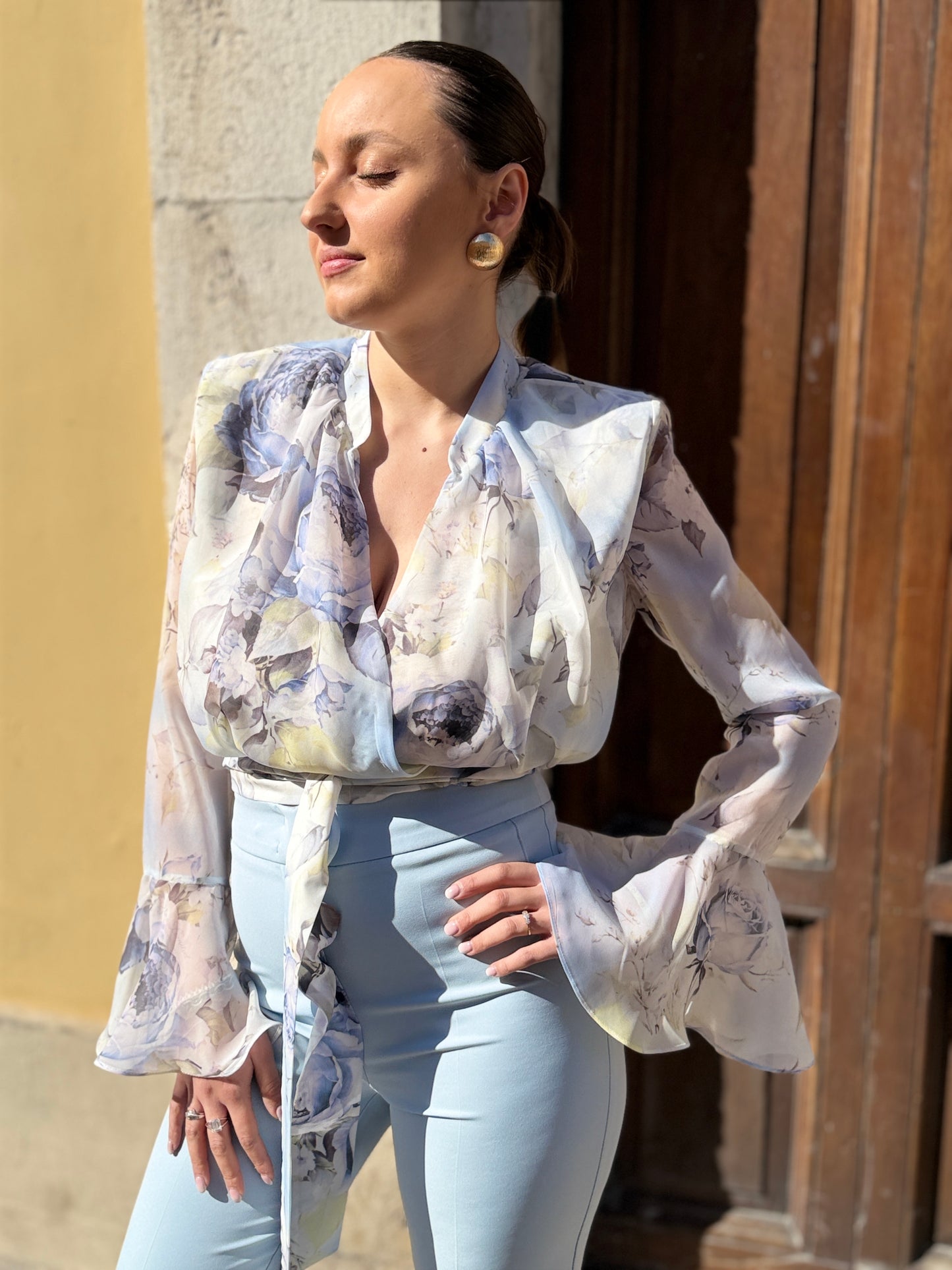 Silence Limited Peony Blouse SKY