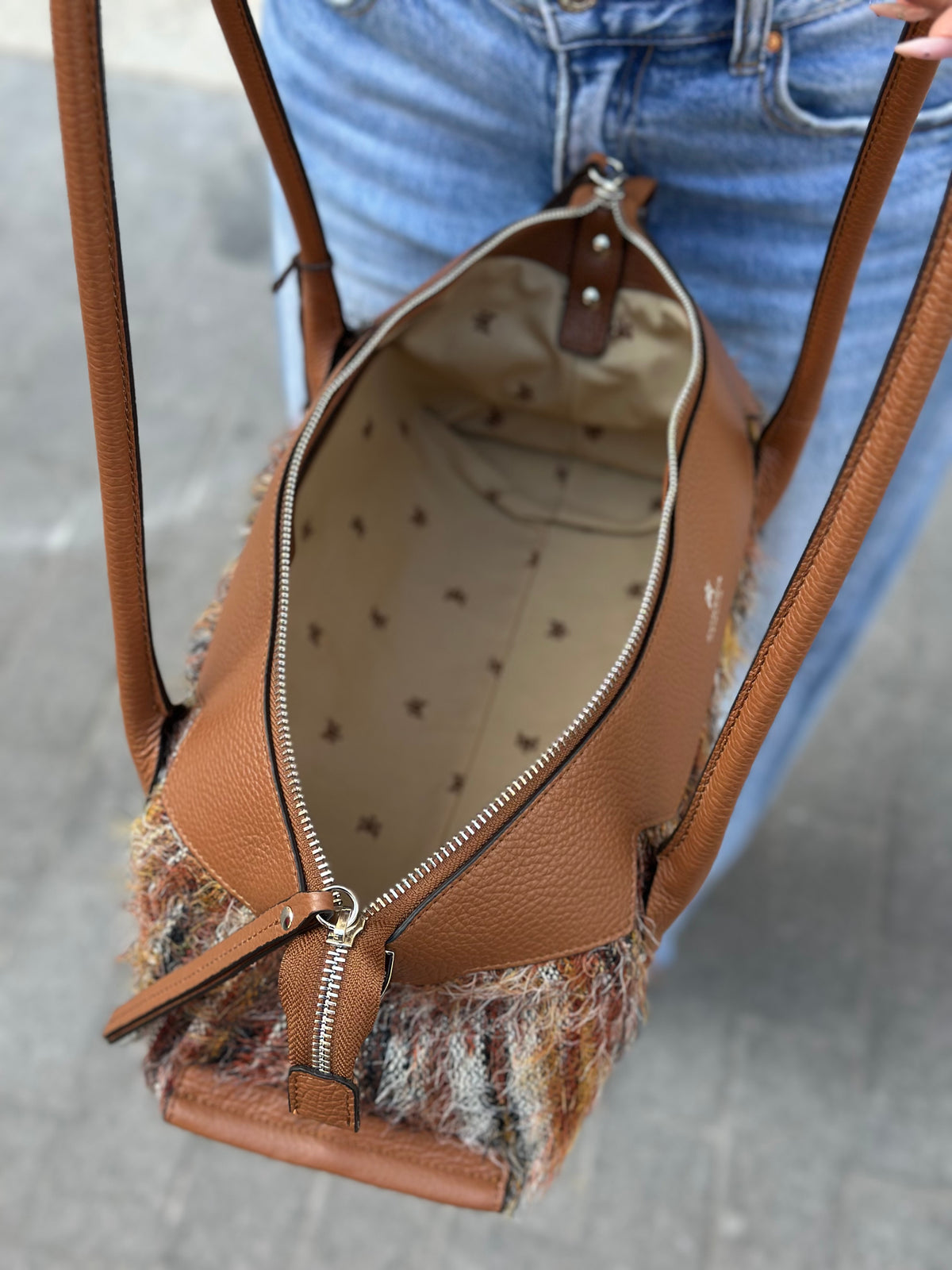 Cuoieria Fiorentina HOLLY MEDIUM TOTE tessuto ROCOCÒ