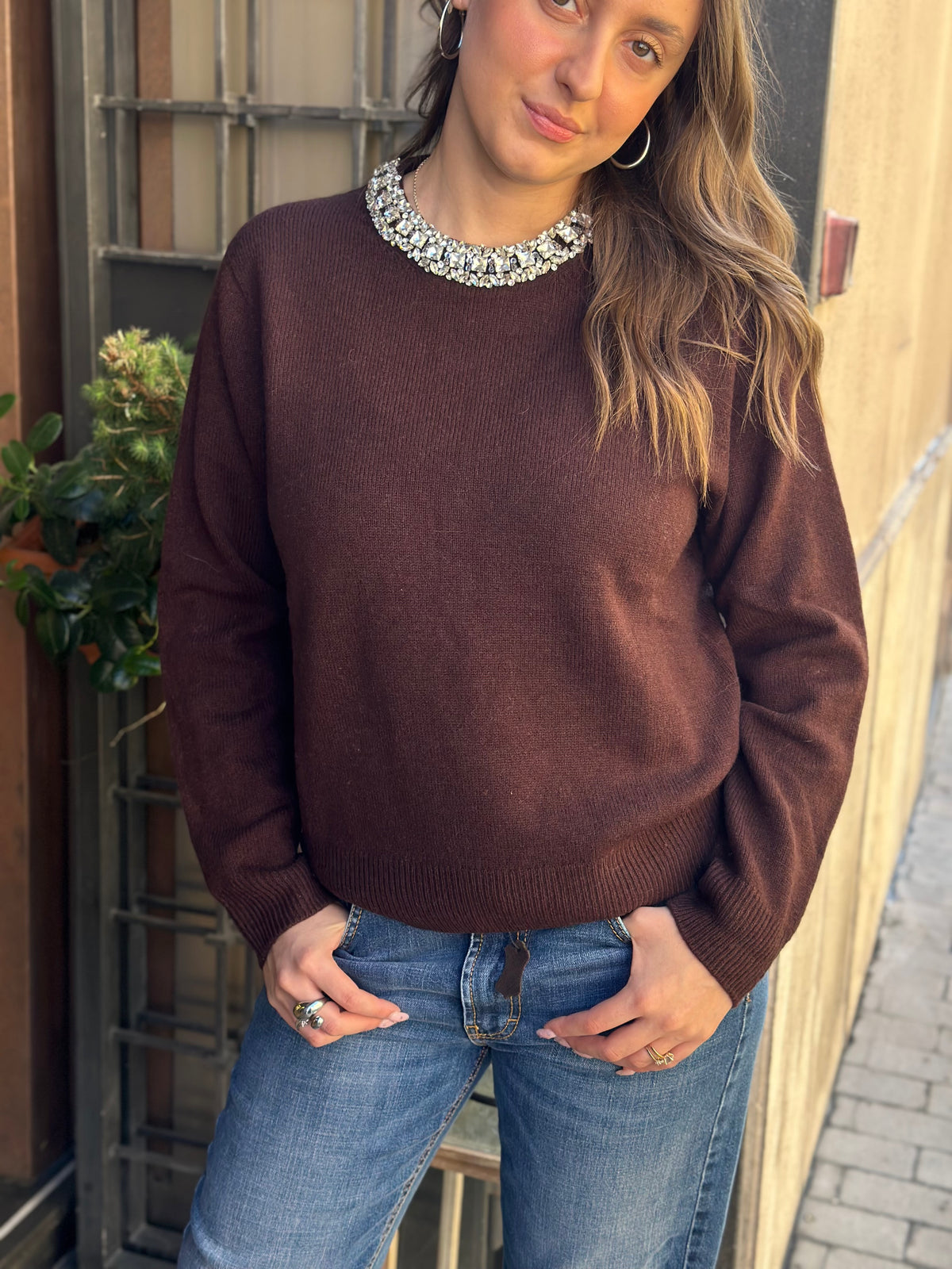 Maglia cashmere e lana con Cristalli (disp. in più colori)