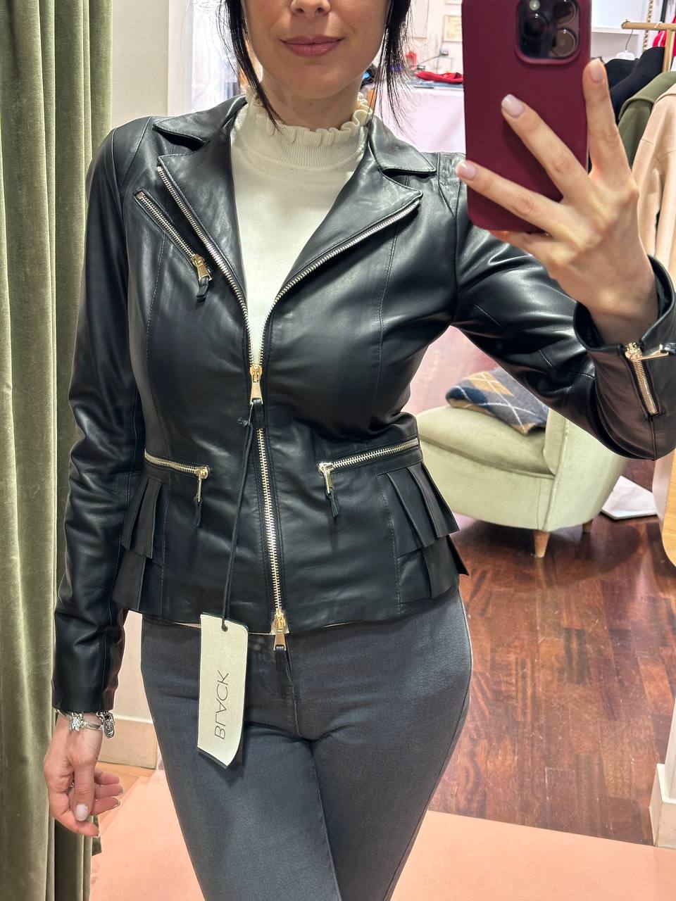 Giubbino in vera pelle Nero