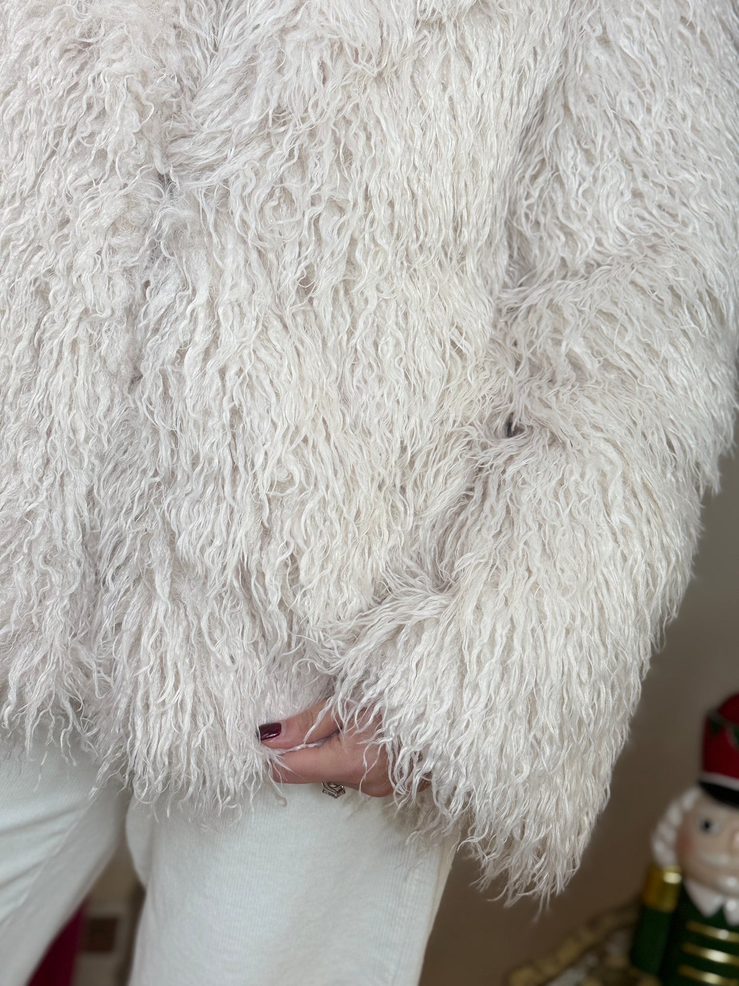 Tensione In cappotto in eco mongolia LATTE