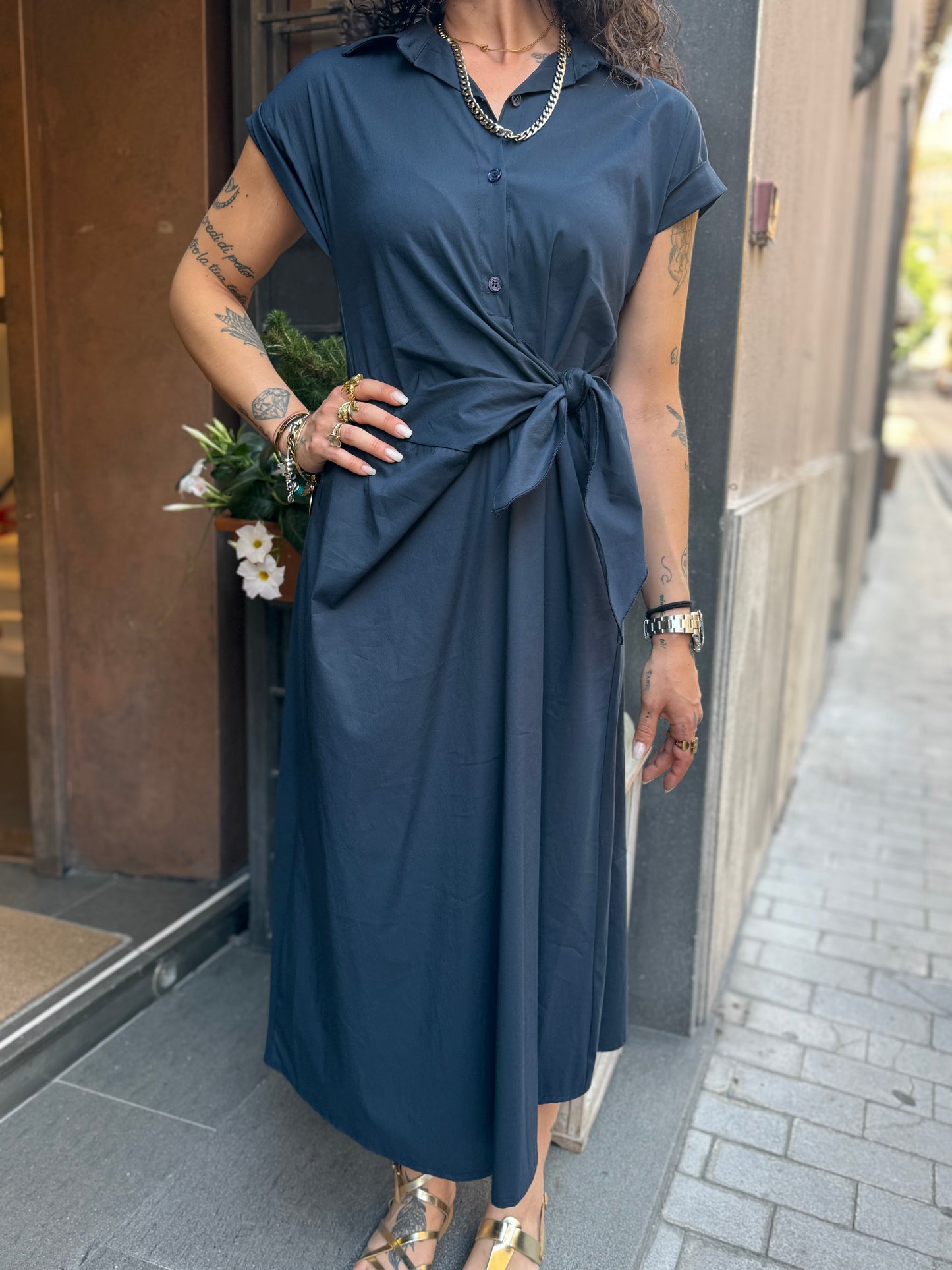 Abito con nodo laterale Blu