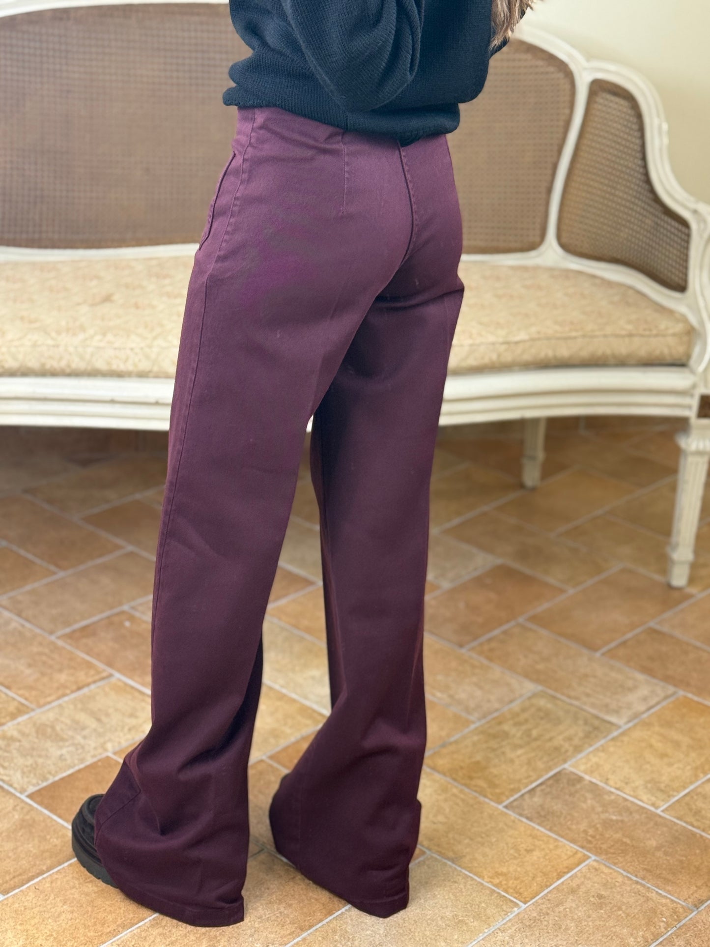 Tensione In Pantalone palazzo con taschini frontali BORDEAUX