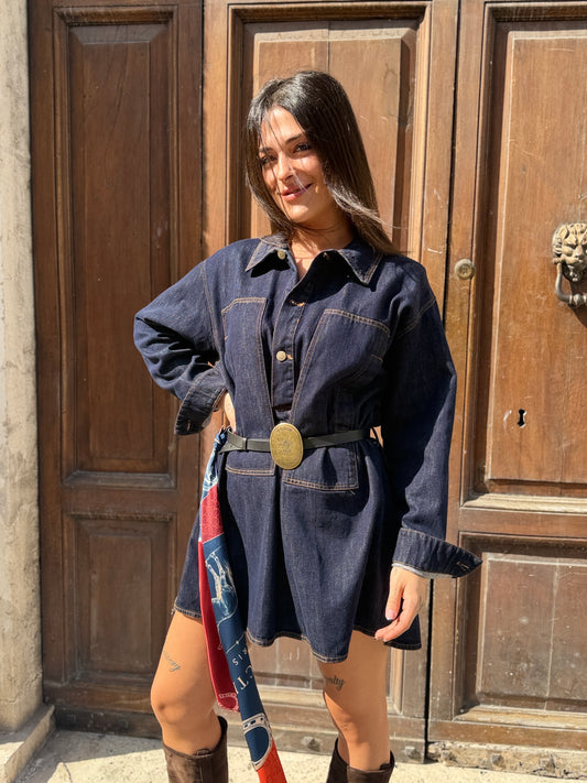 Tensione in Abito in Denim con Foulard