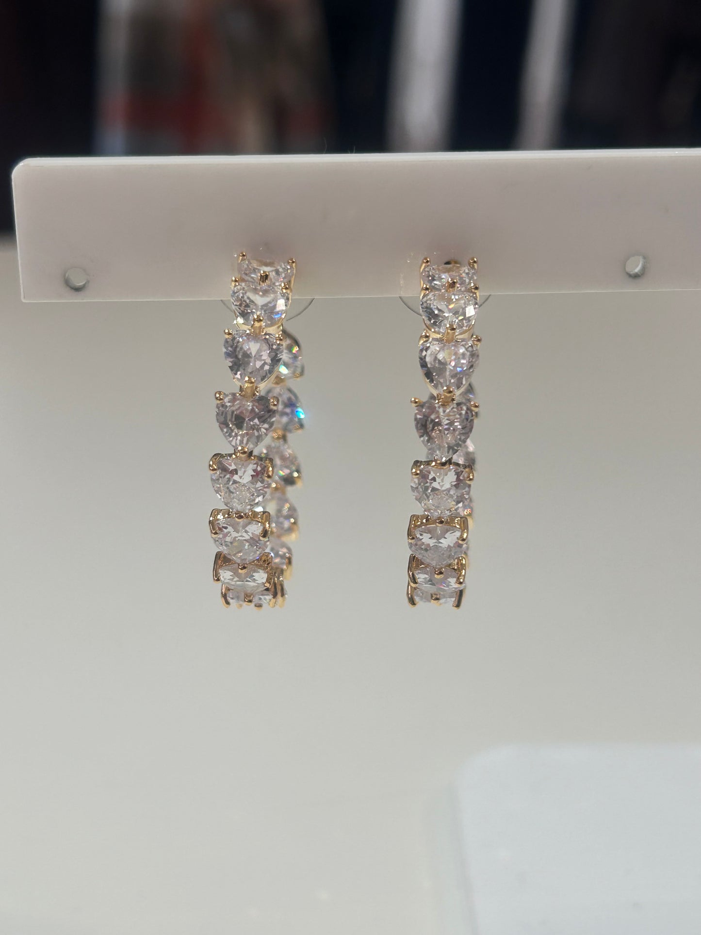 Orecchini semicerchi ORO con strass cuori