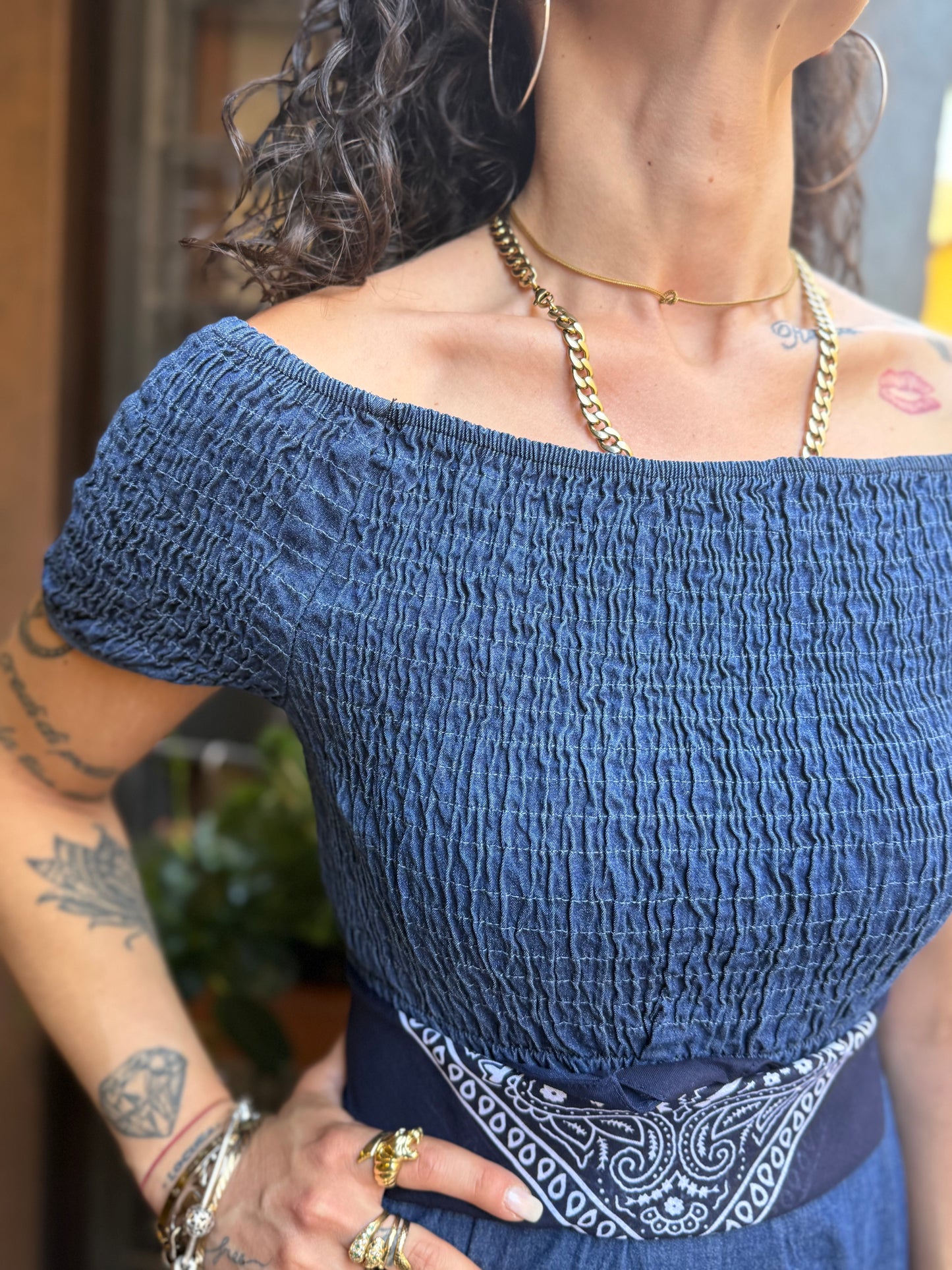Abito in denim scollo schiffer