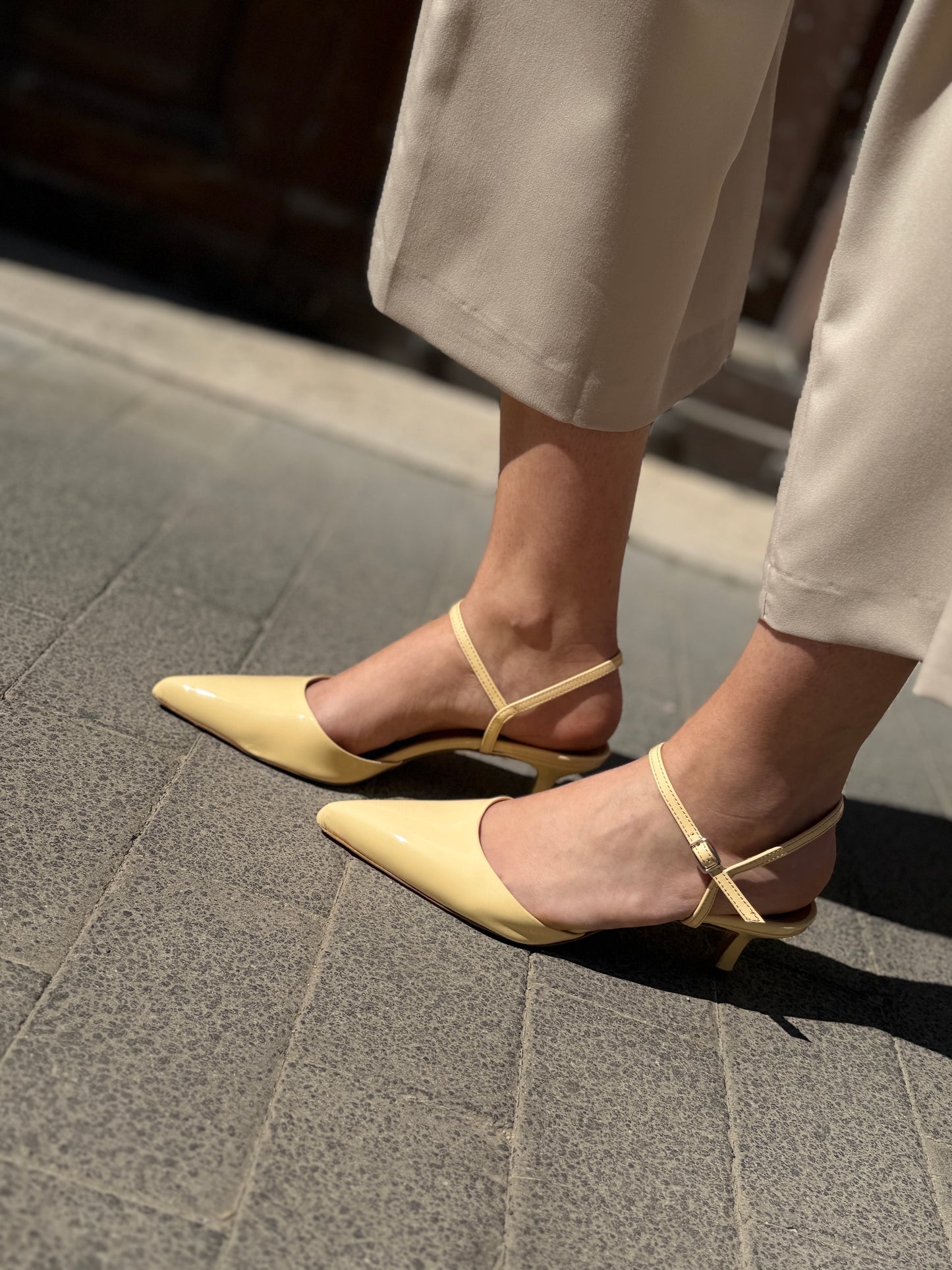 Ovyè Slingback Giallo pastello