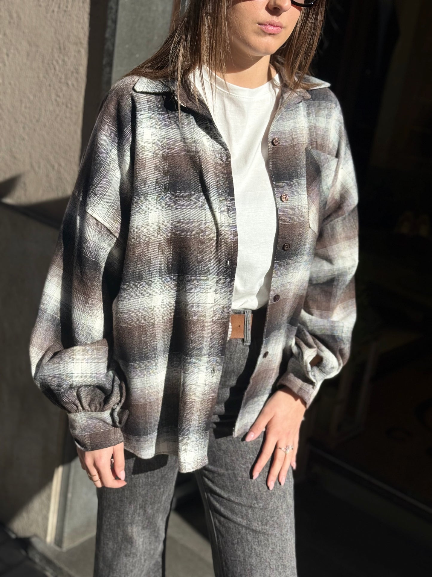 Camicia BRENDA check in flanella MORO/NERO