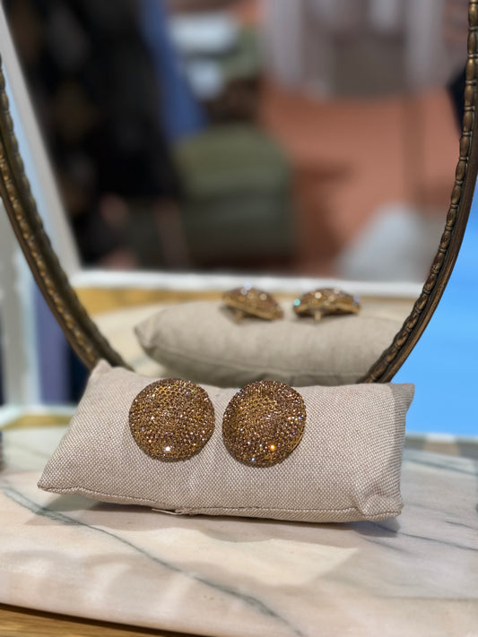 Orecchini bottoni con strass ORO