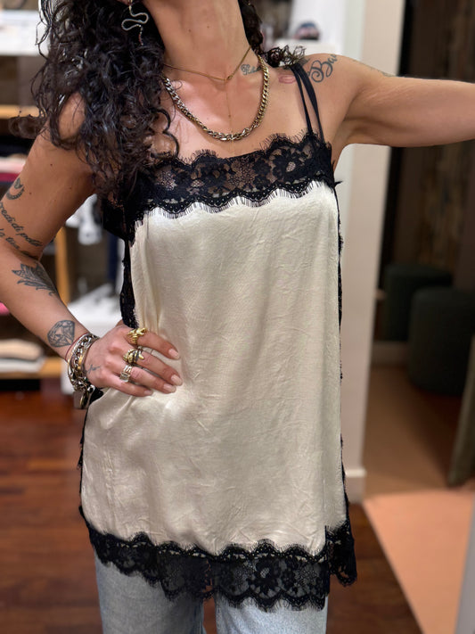 Top lingerie e pizzo PANNA