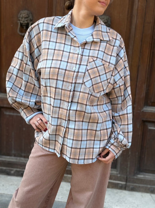 Camicia quadro pastello CIPRIA/ POLVERE
