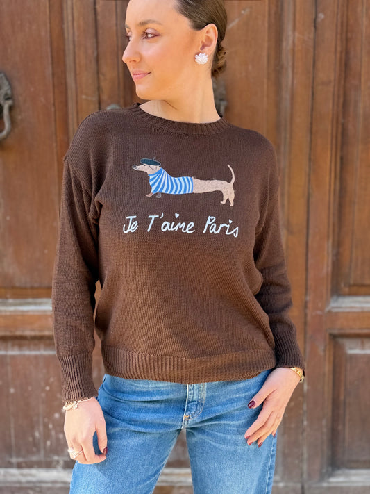 Maglia " Je T'aime Paris" CIOCCOLATO