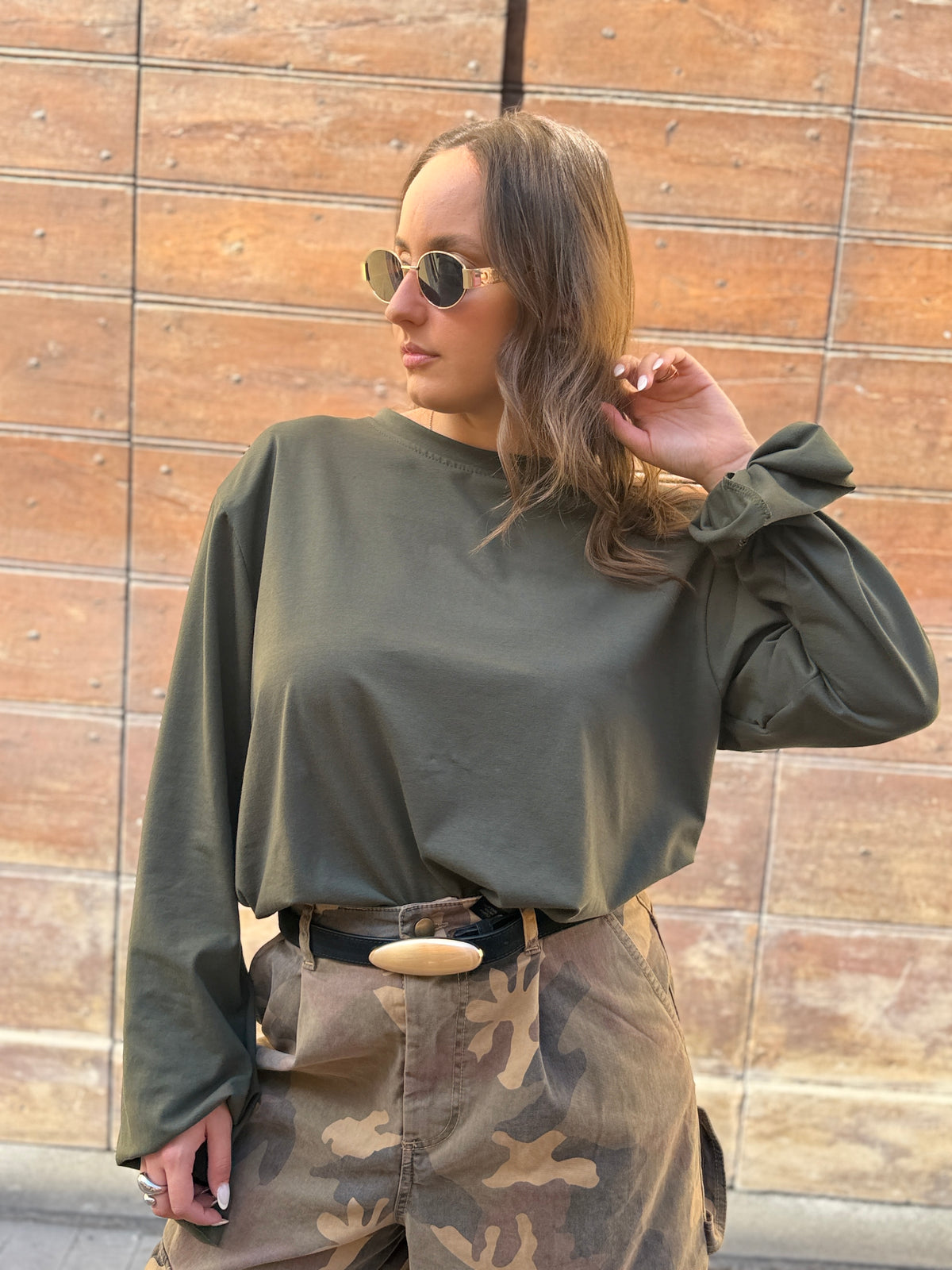 T-shirt manica a campana MILITARE