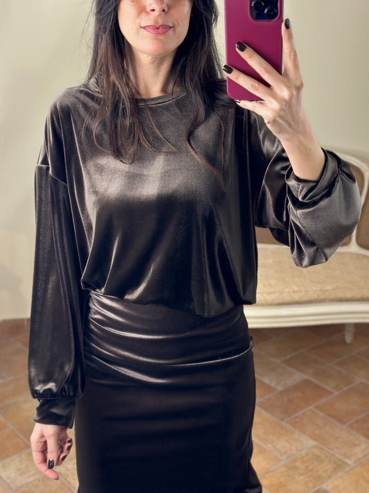 Felpa SVEVA in ciniglia CIOCCOLATO