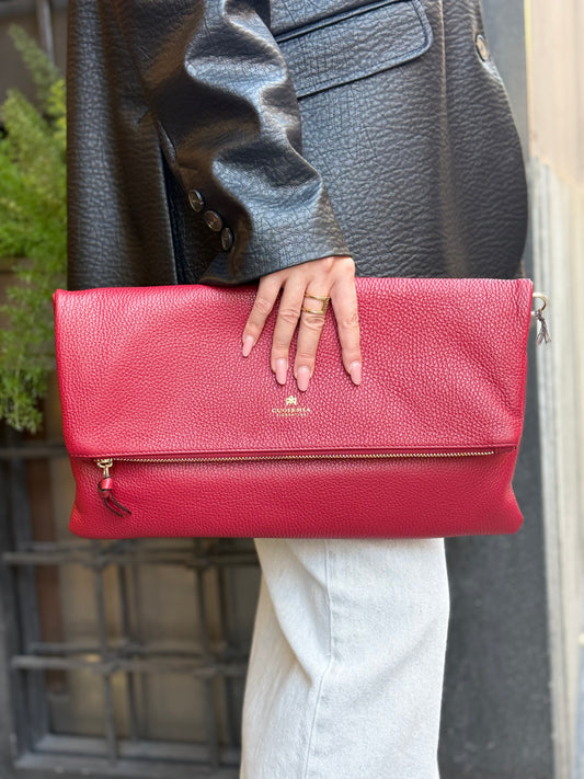 Cuoieria Fiorentina VELVET FLAP BAG XL CHERRY