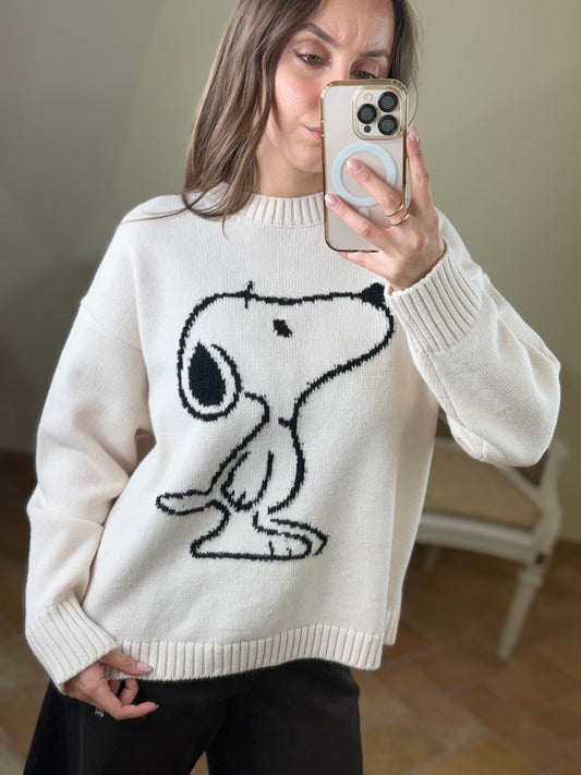 Tensione In Maglione SNOOPY Panna