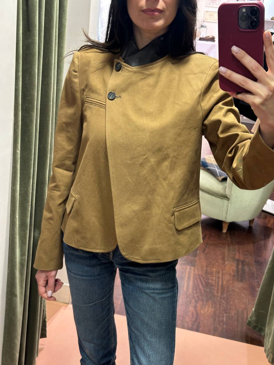 Tensione in Giacca colletto colletto coreano TABACCO