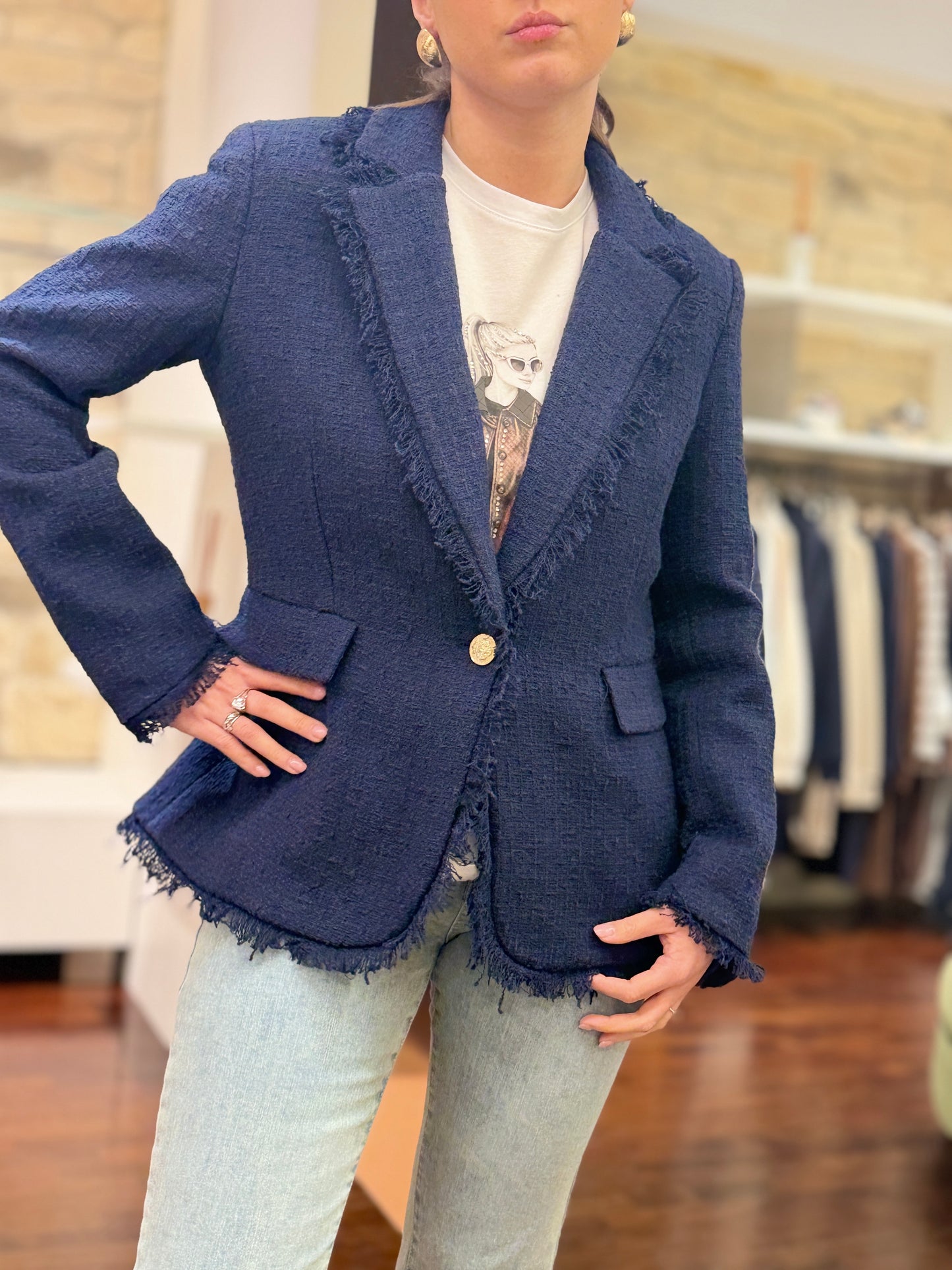 Tensione in Giacca Bouclè BLU