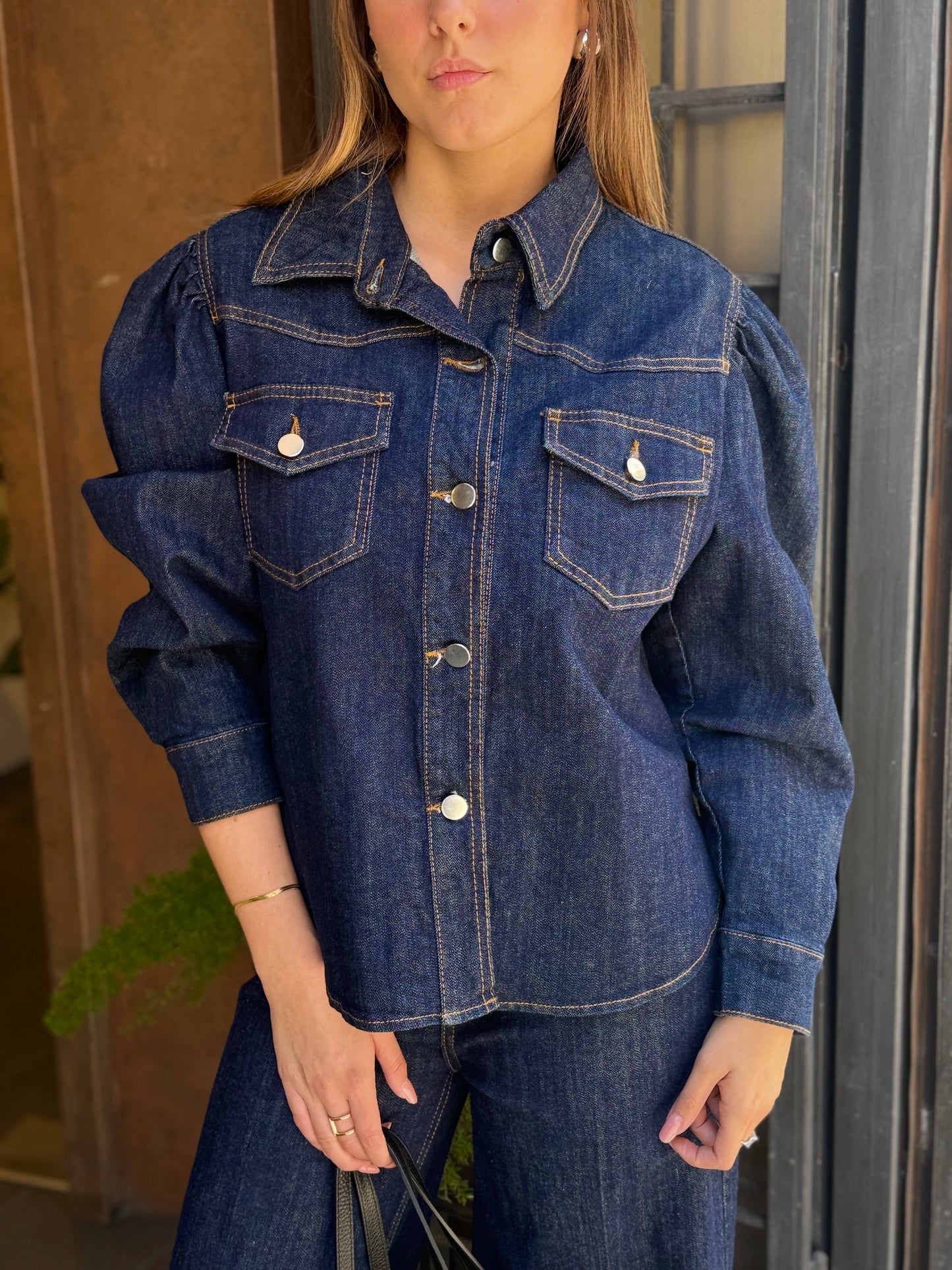 Camicia/giubbino in denim blu