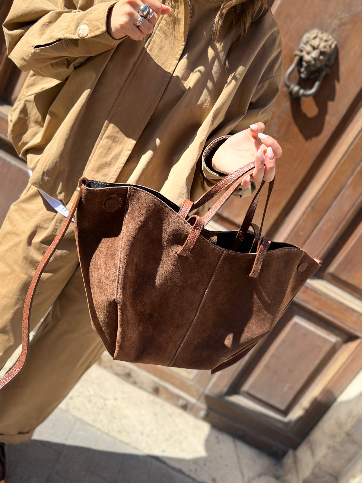 Shopper CLAUDIA in Camoscio CUOIO