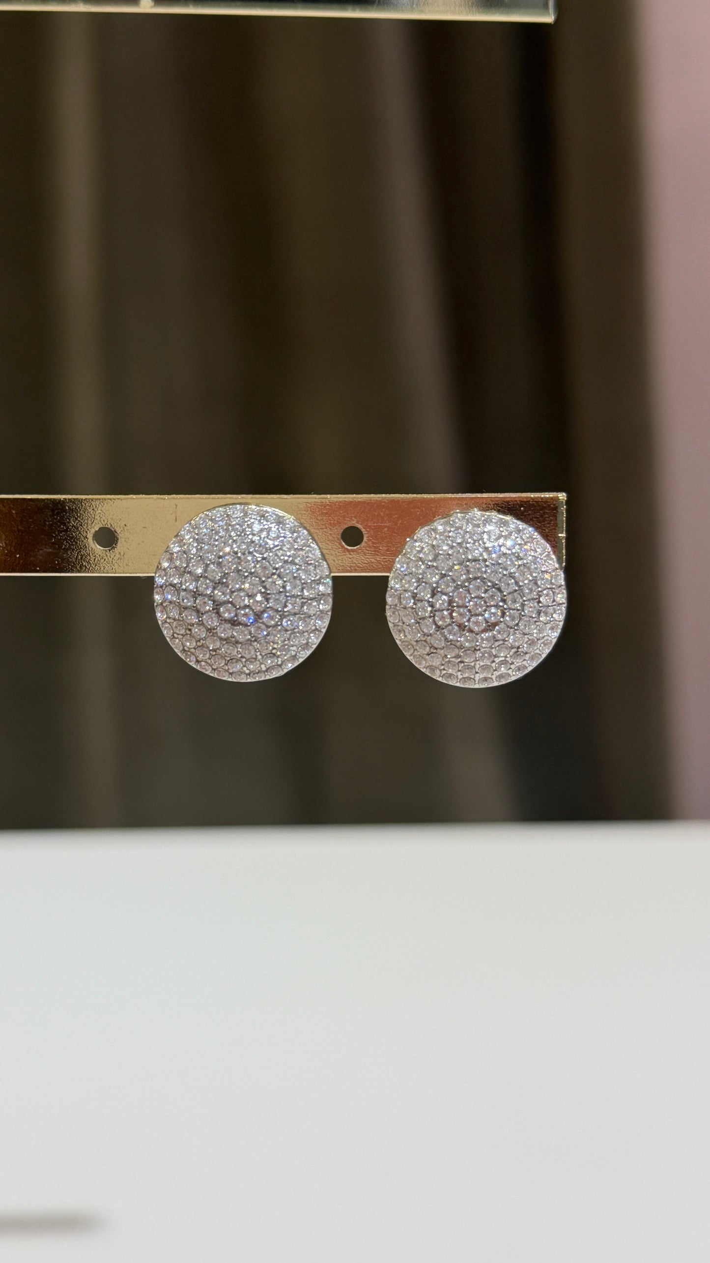 Orecchini bottoni piccoli strass Argento