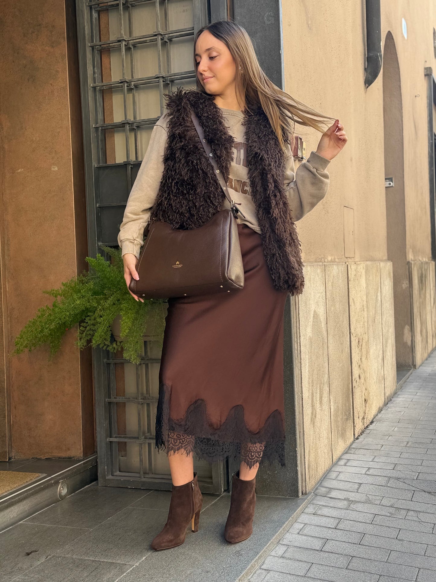 Gonna Lingerie MORO con pizzo nero