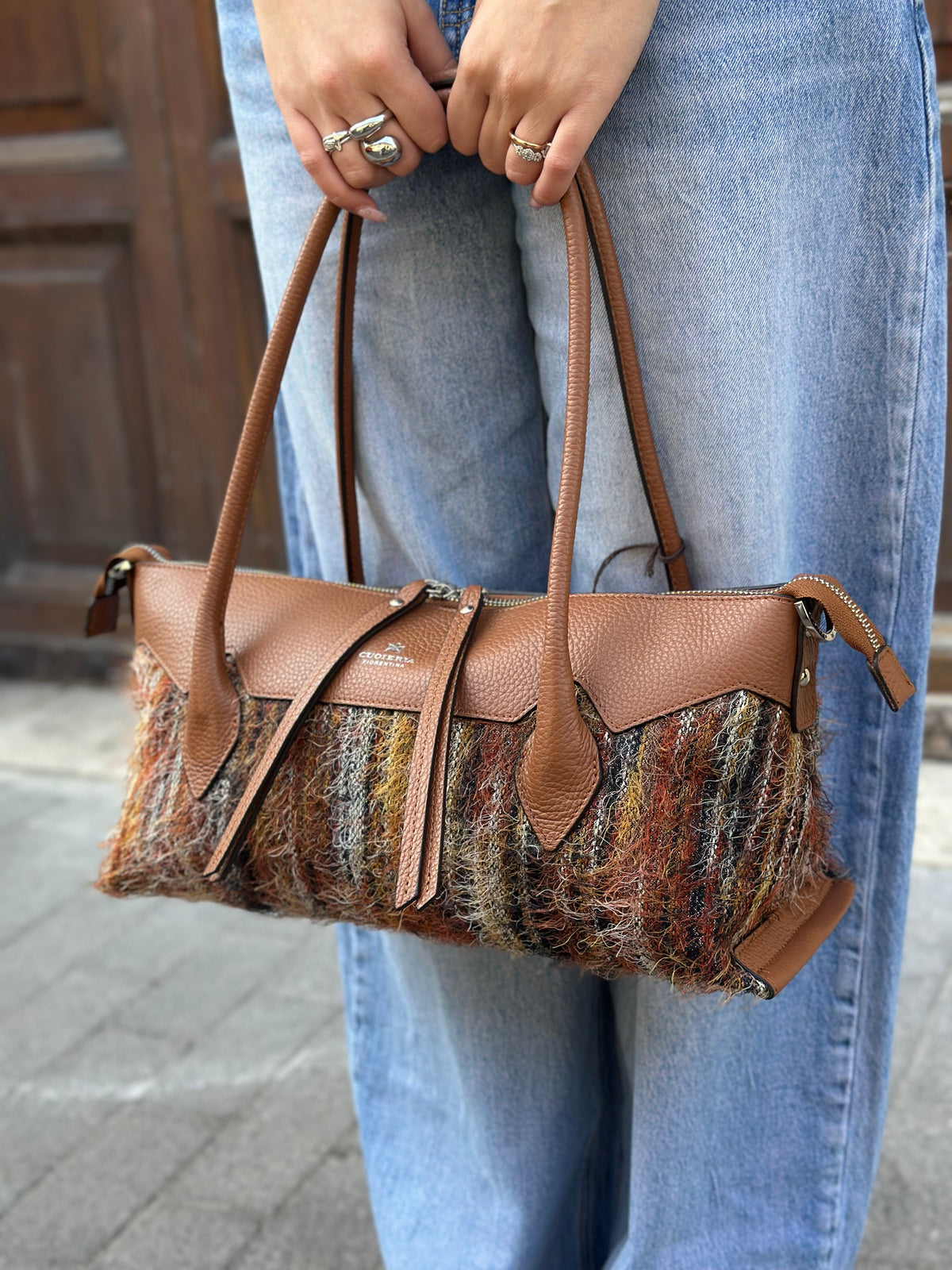 Cuoieria Fiorentina HOLLY MEDIUM TOTE tessuto ROCOCÒ