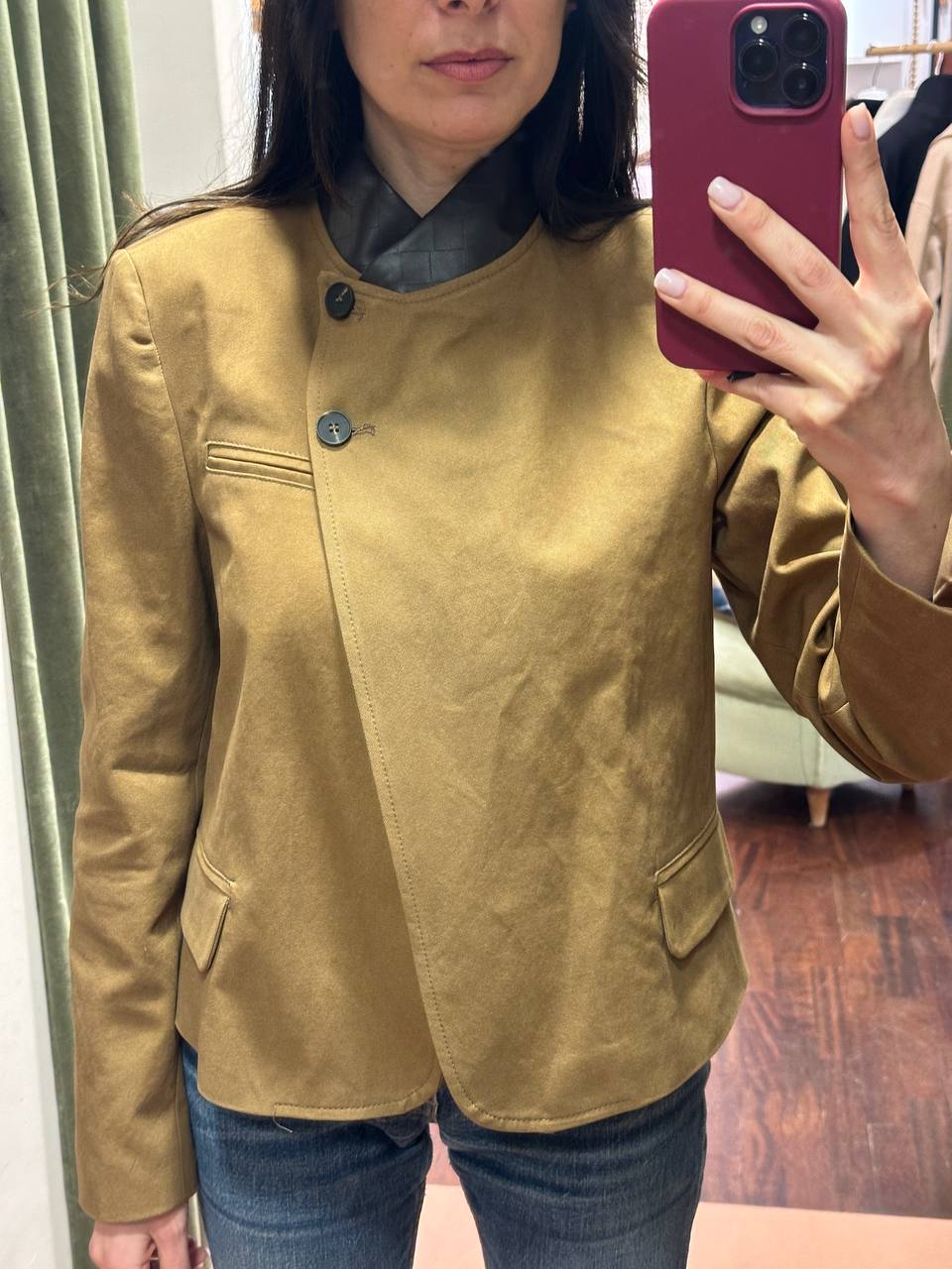 Tensione in Giacca colletto colletto coreano TABACCO