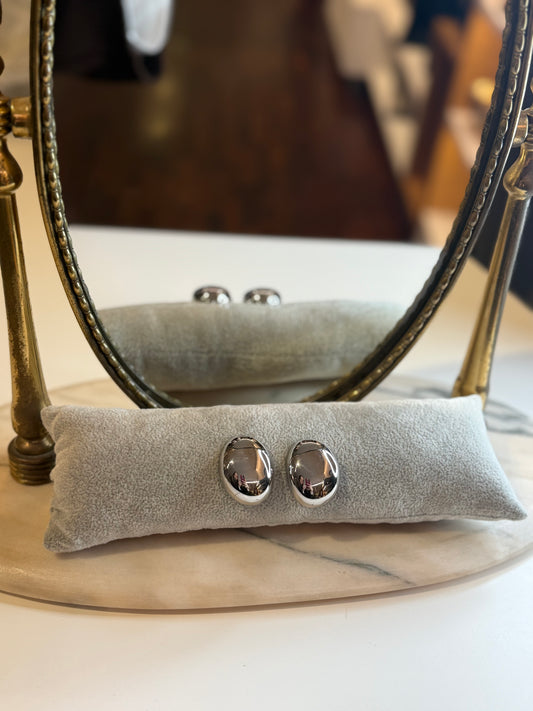 Orecchini a bottone medio ovale ARGENTO