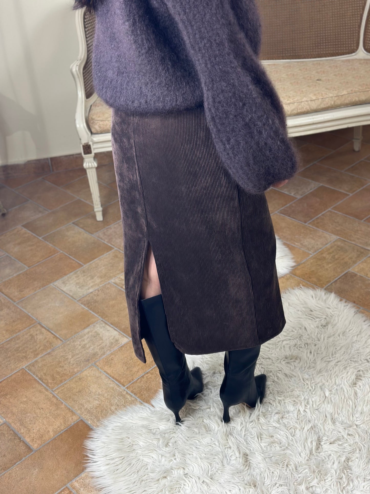 Gonna in velluto rocciatore CIOCCOLATO