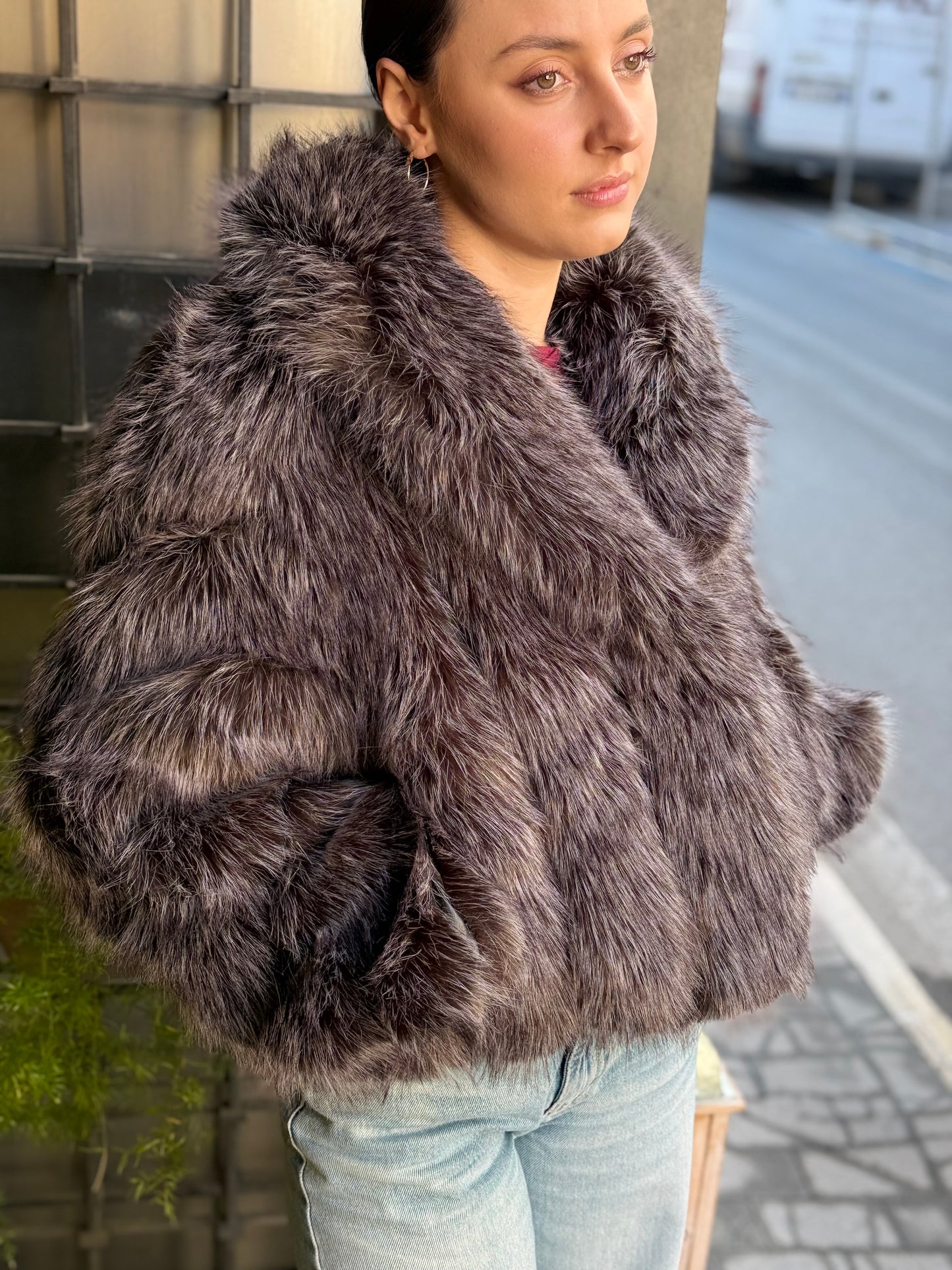 Ecopelliccia OLIMPIA Nero/Grigio