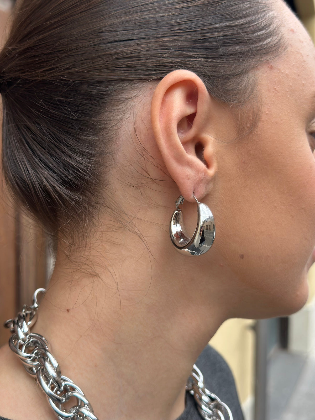 Orecchini cerchi bombati small ARGENTO