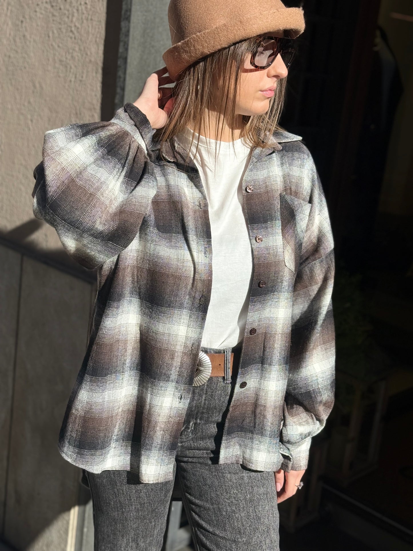 Camicia BRENDA check in flanella MORO/NERO